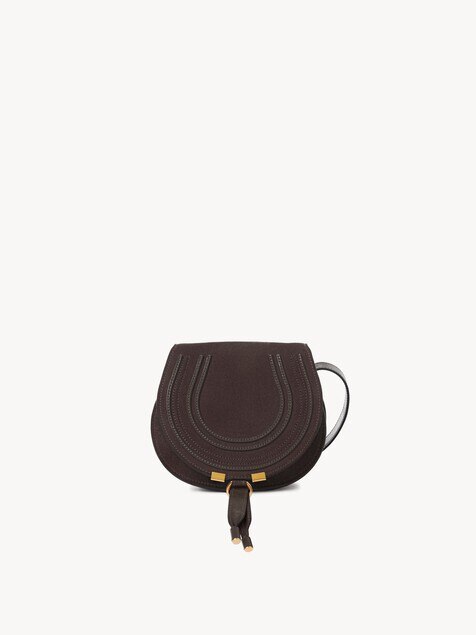 Small Marcie saddle bag in suede leather