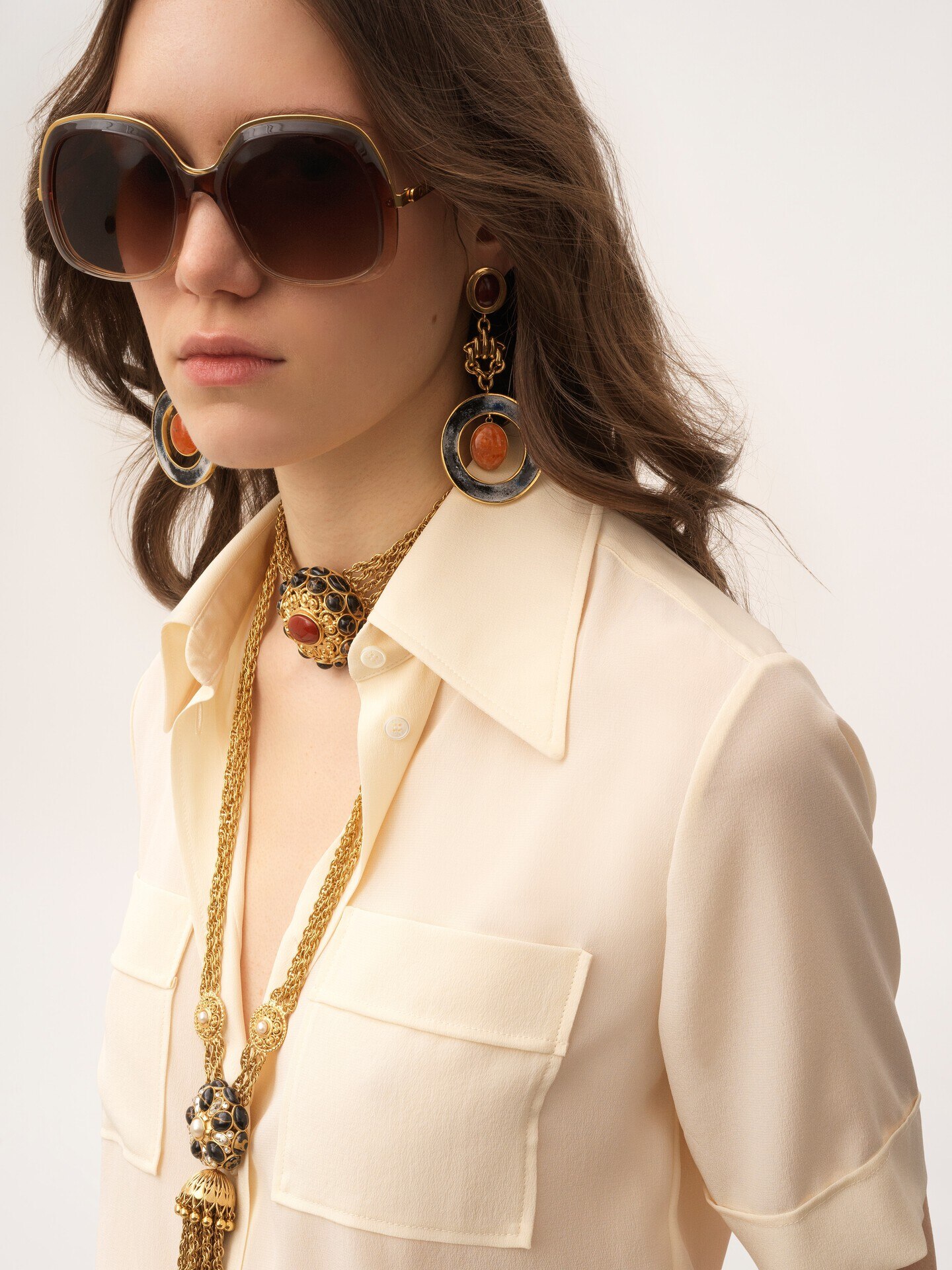 Short-sleeve blouse in crêpe de chine - 6