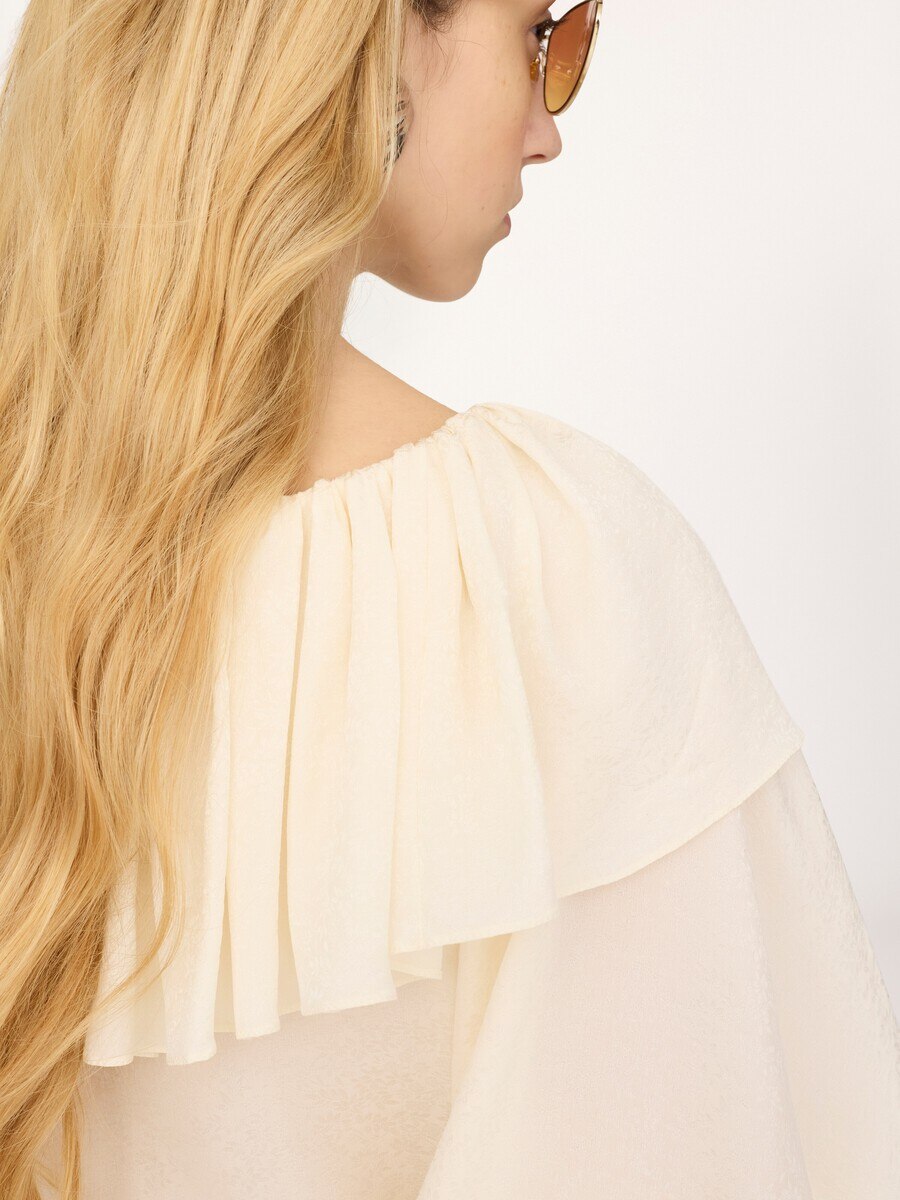 Fluid ruffle top in silk jacquard - 7