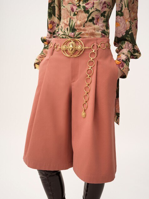 High-rise wide-leg bermuda shorts in cotton