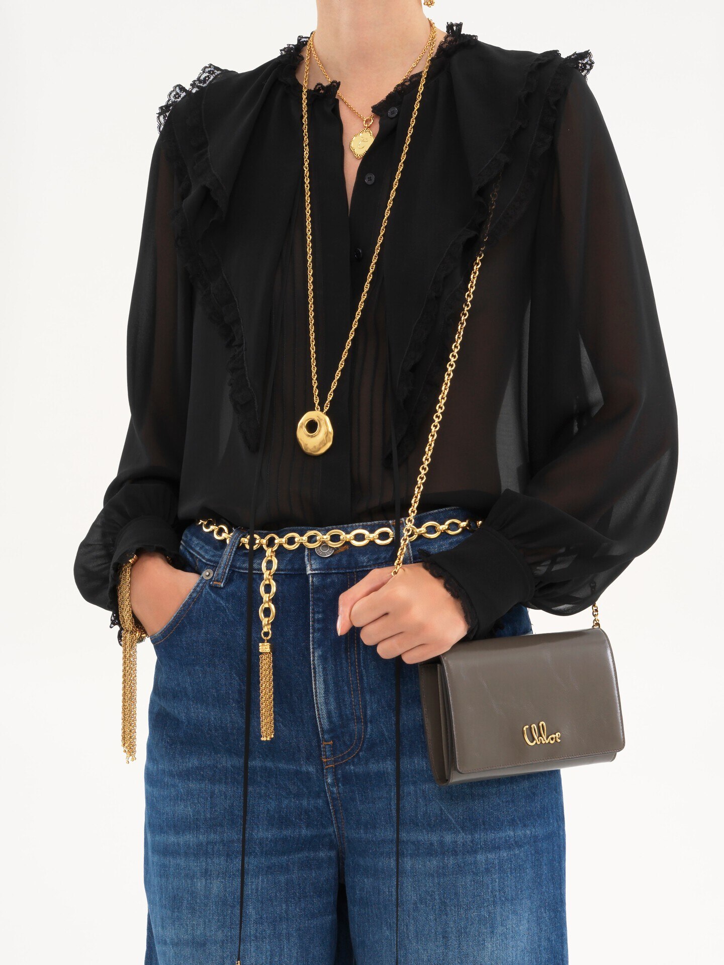 Chloé Iconic flap wallet on chain in shiny leather - 3