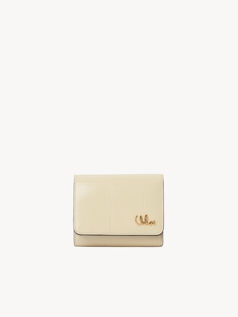 Small Chloé Iconic tri-fold in croco-effect leather