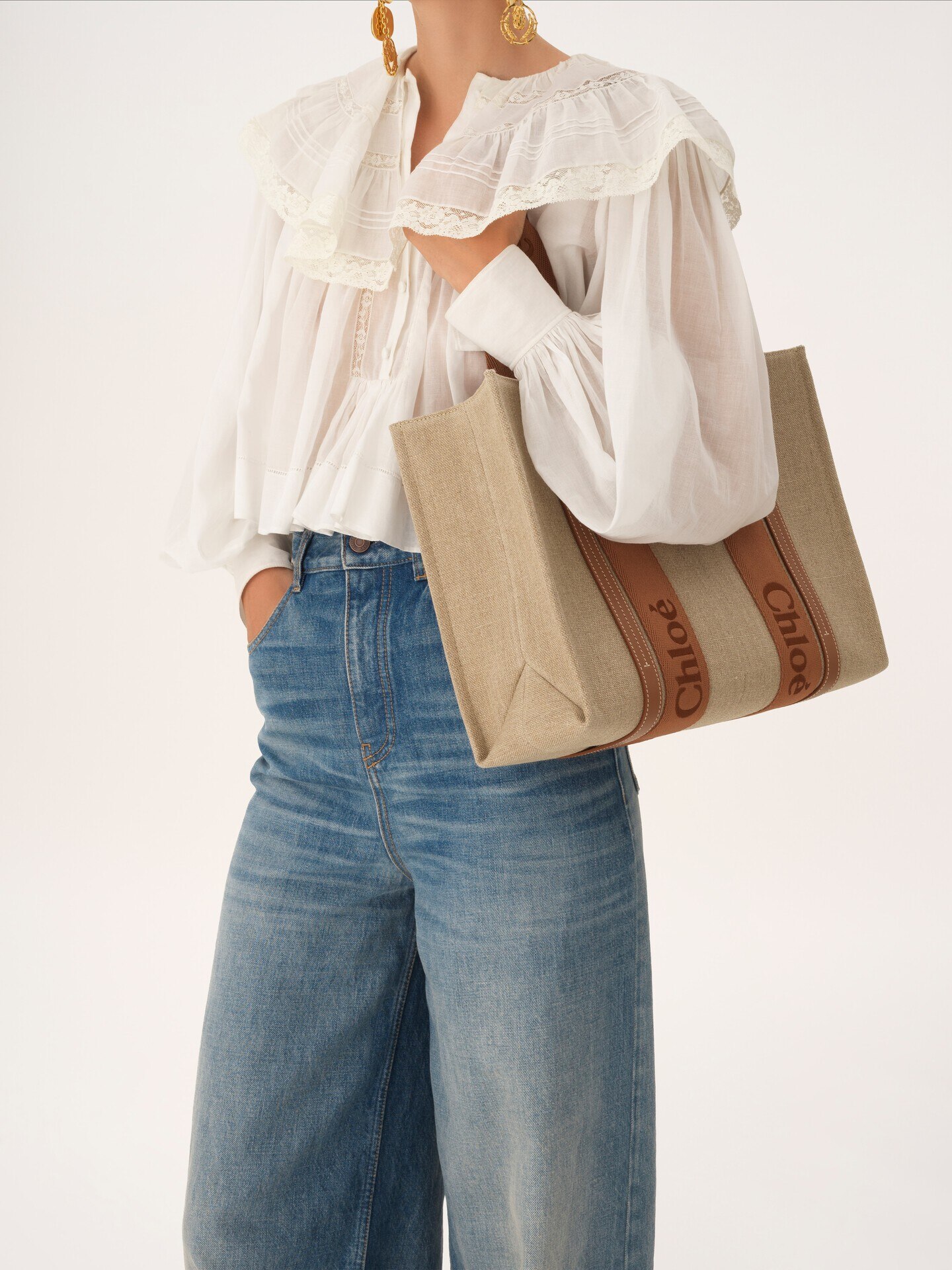 Woody tote bag in linen - 3