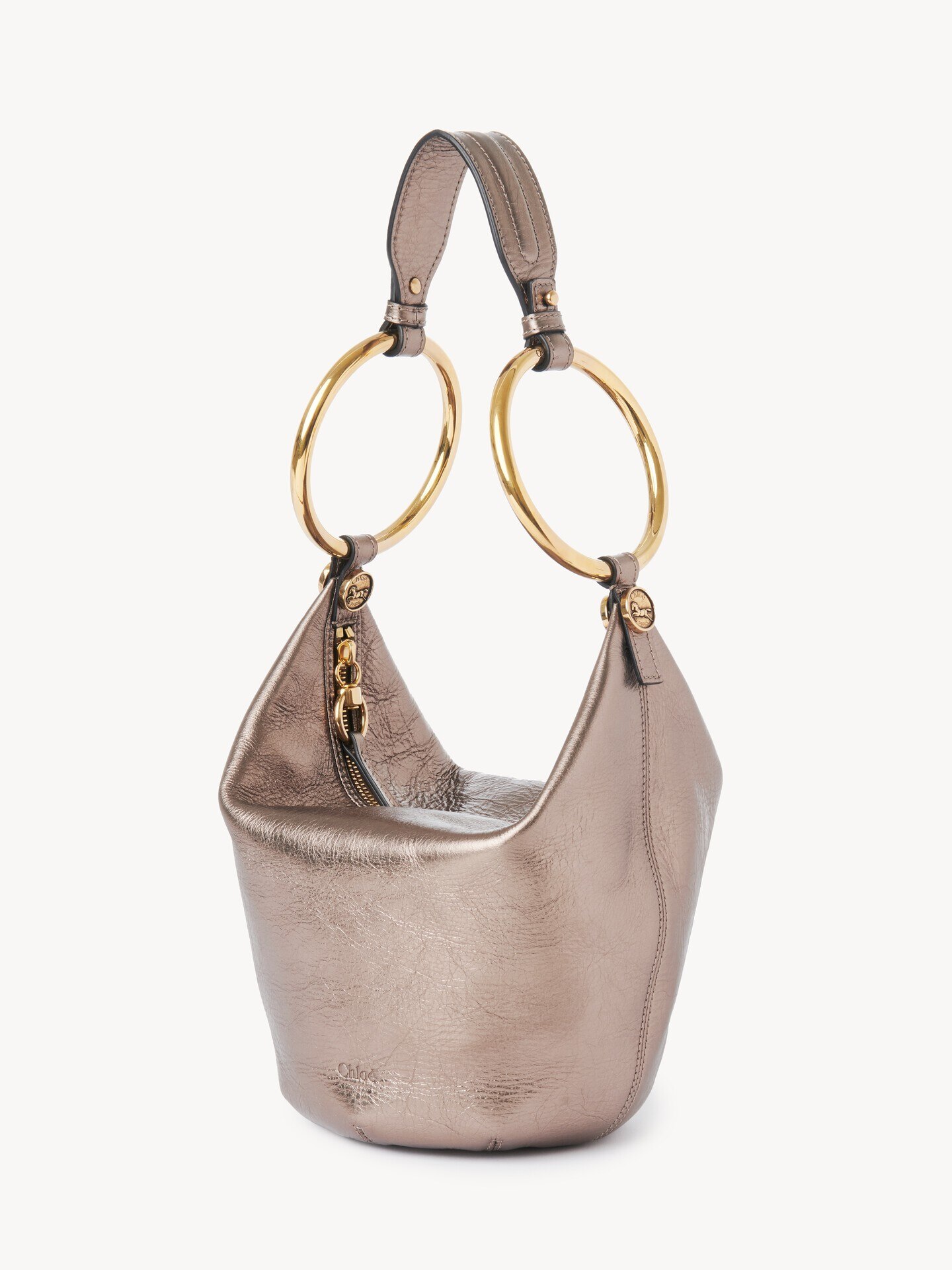 Small Bracelet handbag in metallised leather - 7