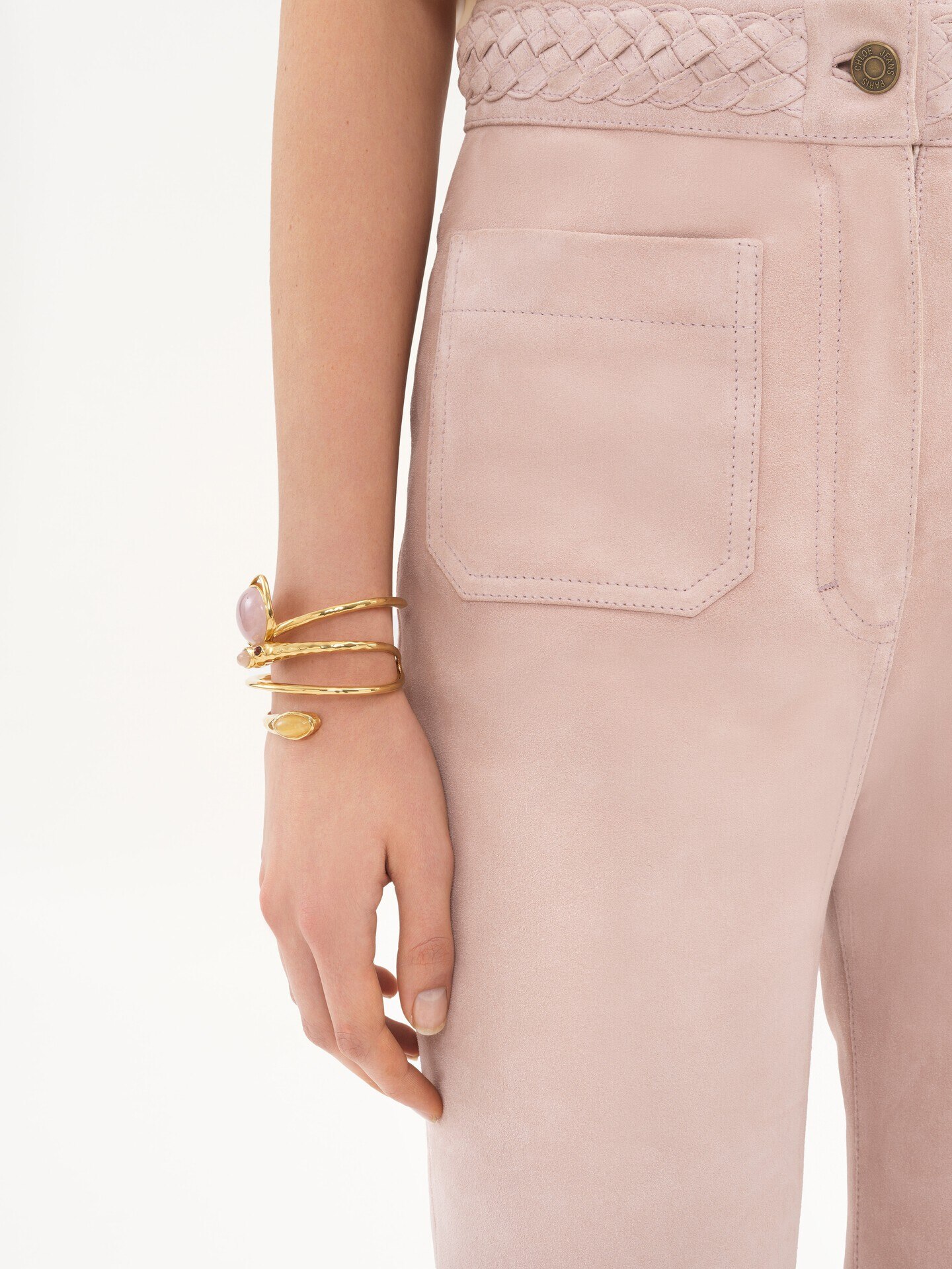 High-rise flared trousers in suede - 5