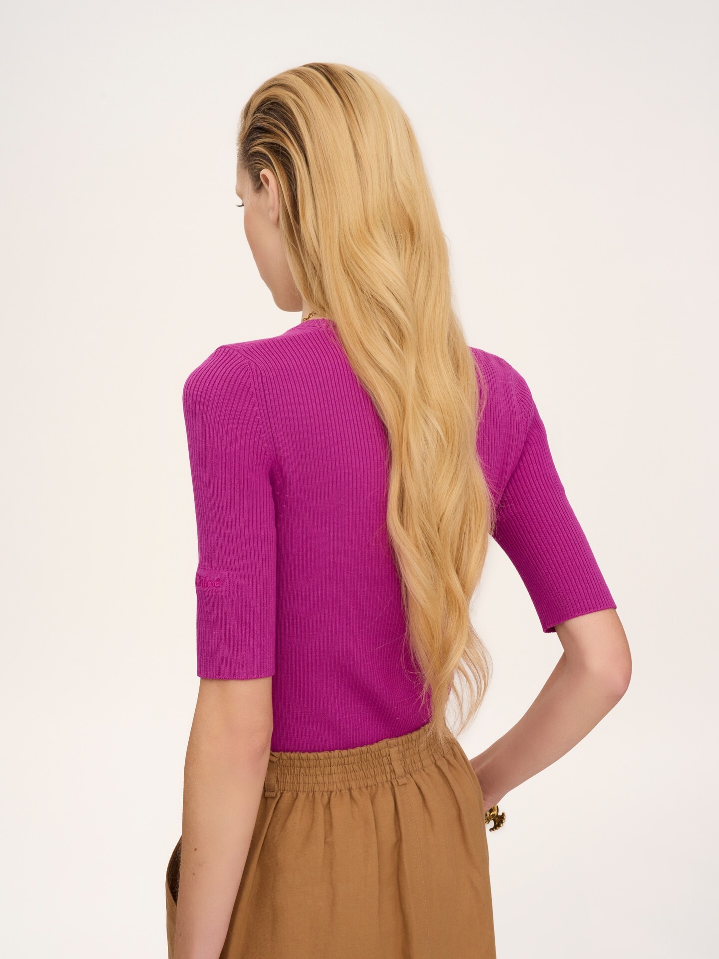 Short-sleeve jumper in a wool knit - 5