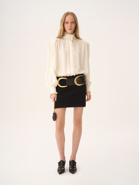 Fitted mini skirt in a wool & cashmere knit