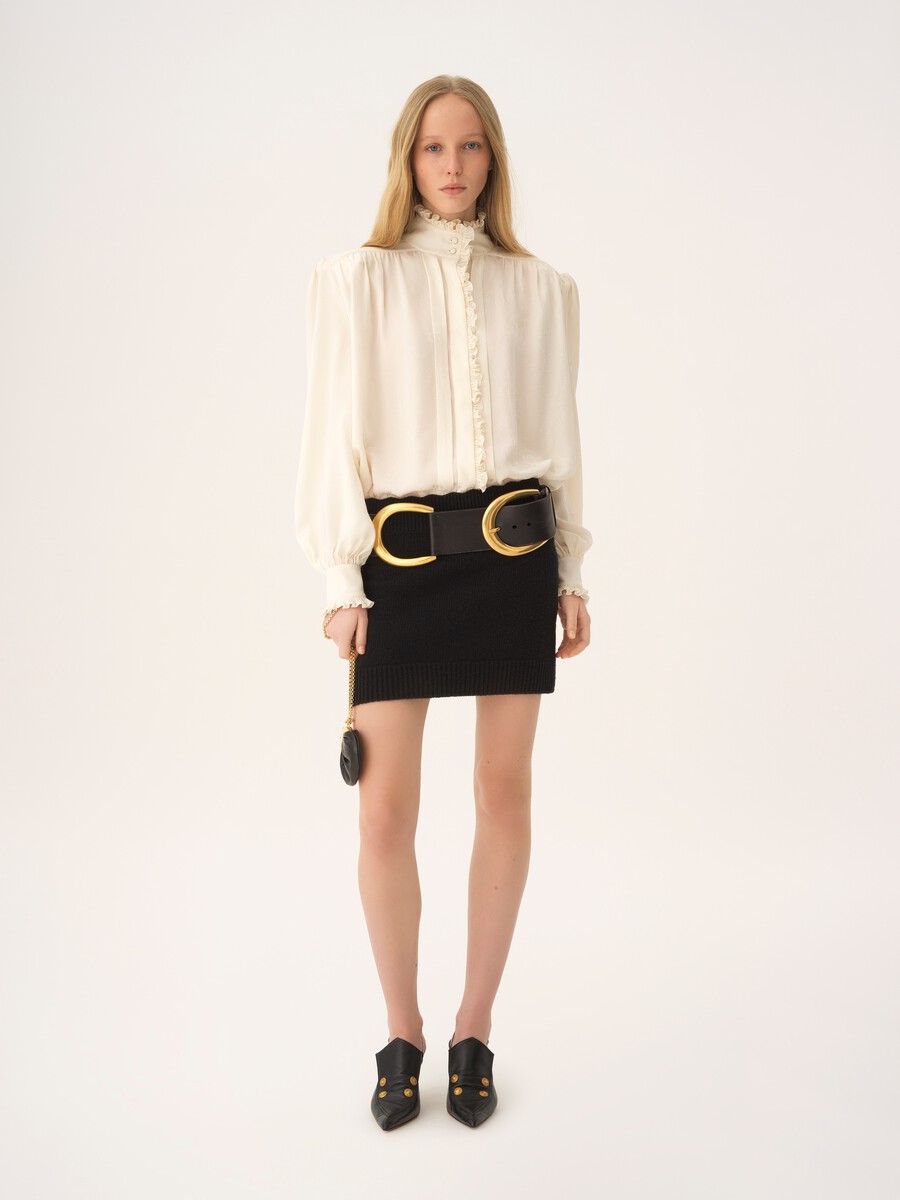 Fitted mini skirt in a wool & cashmere knit - 3