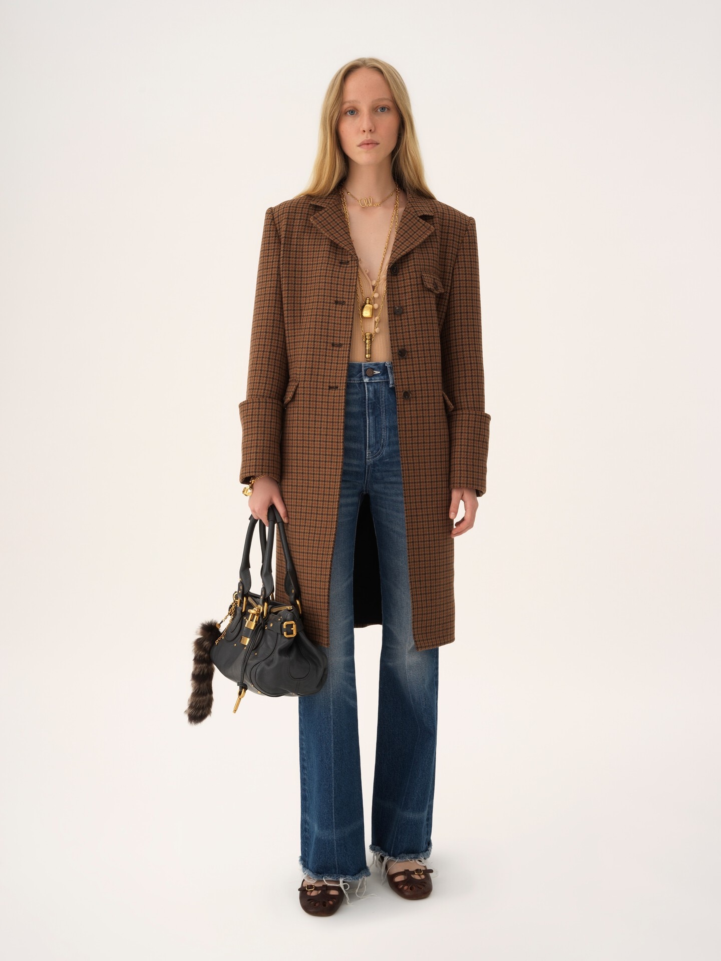 Riding coat in houndstooth wool - 3