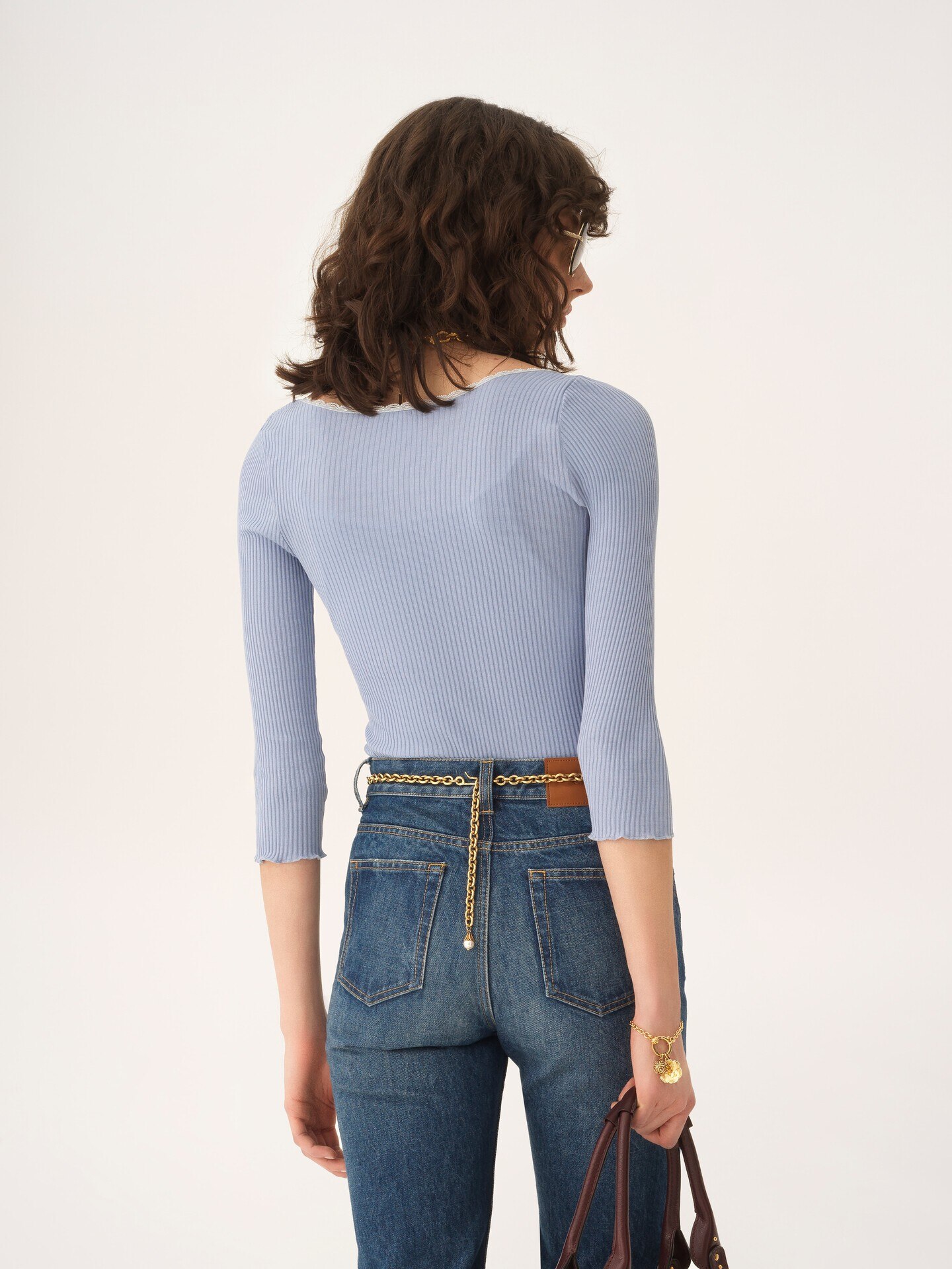 Scoop-neck fitted cardigan in cotton - 6