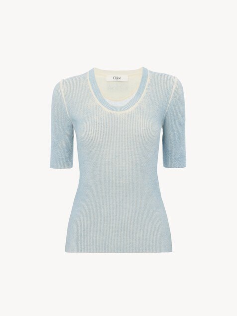 Jersey de manga corta de punto de lana merina