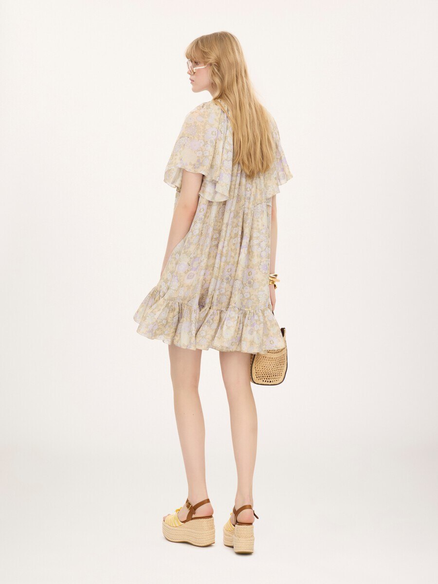 Short pleated dress in silk charmeuse - 5