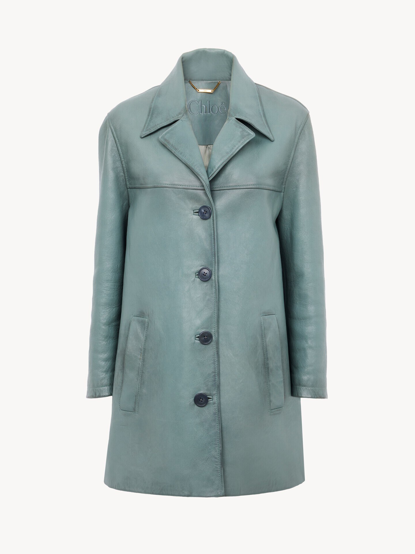 Chaqueta larga con botonadura sencilla de cuero - 2
