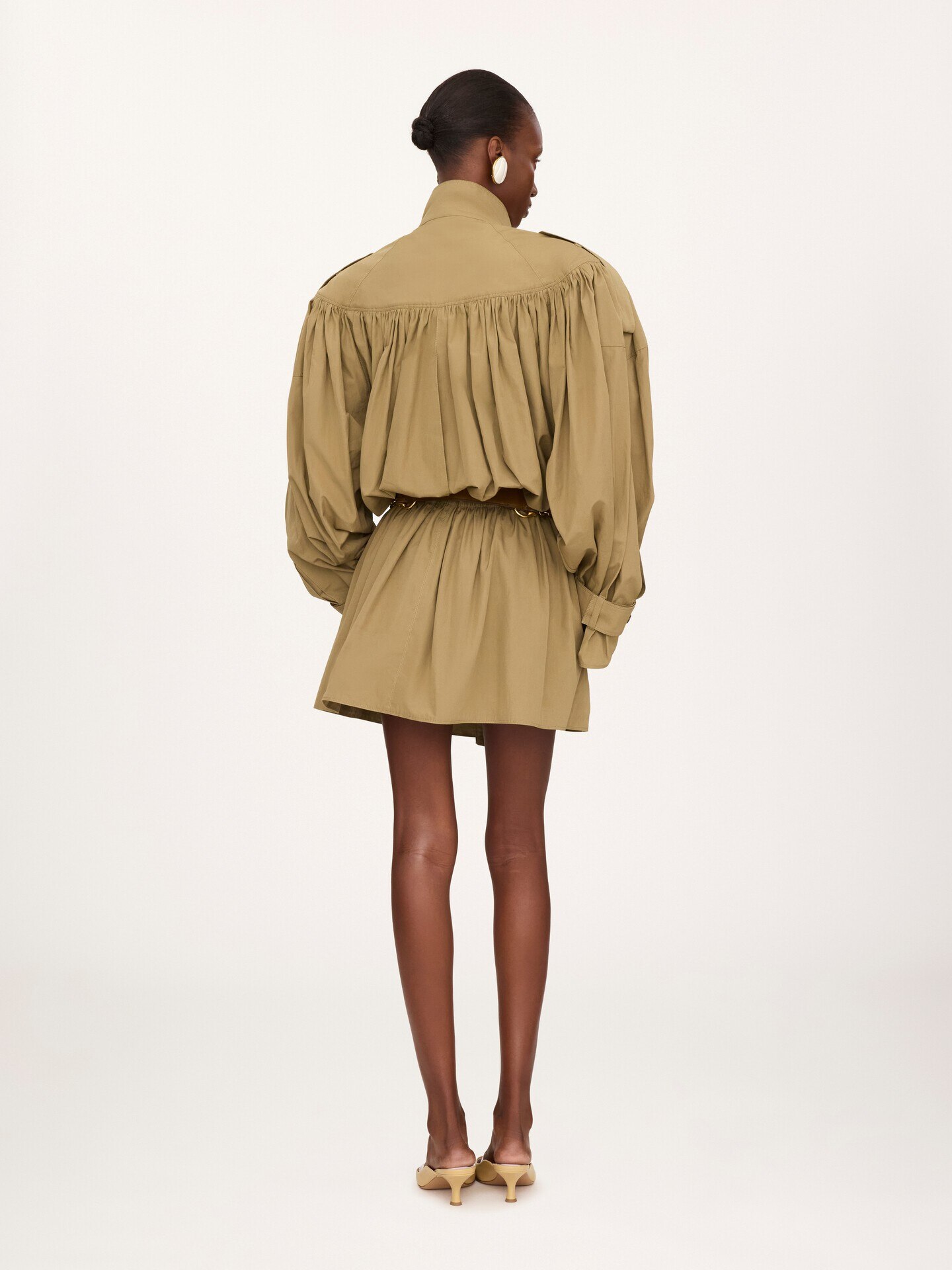 Short high-neck trench coat in cotton poplin - 5