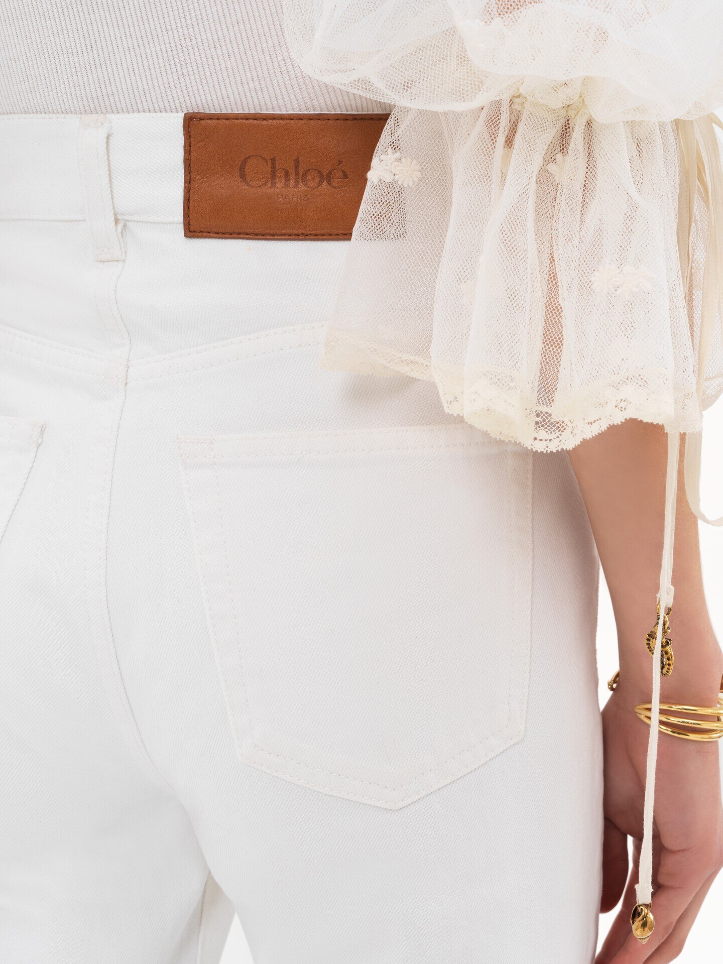 High-rise flare jeans in denim - 8