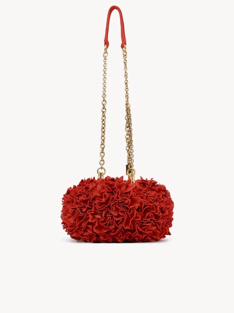 Bolso de hombro Chlo&eacute; Pliss&eacute; con cadena de cuero con flores
