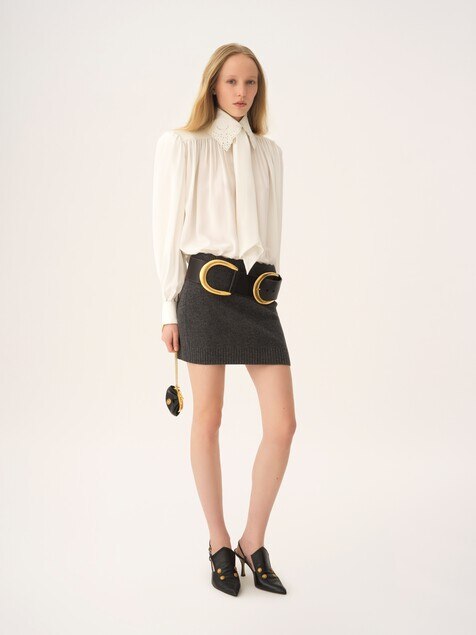 Fitted mini skirt in a wool & cashmere knit