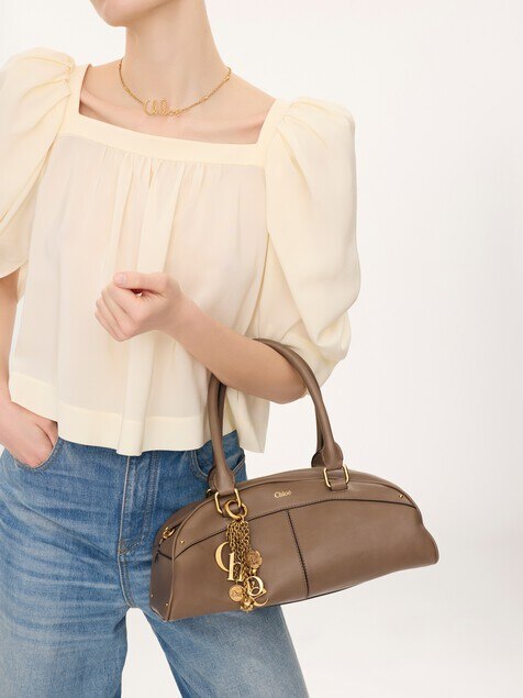 Bolso bowling Chlo&eacute; de cuero suave