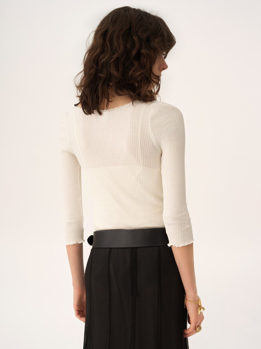 Scoop-neck fitted cardigan in cotton - 5