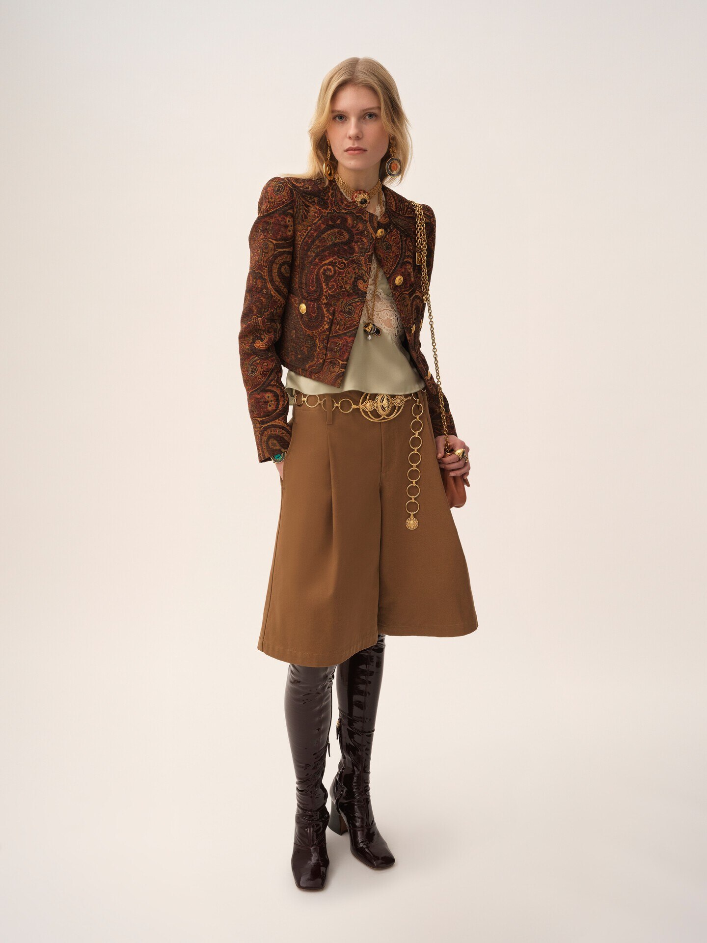 High-rise wide-leg bermuda shorts in cotton - 4