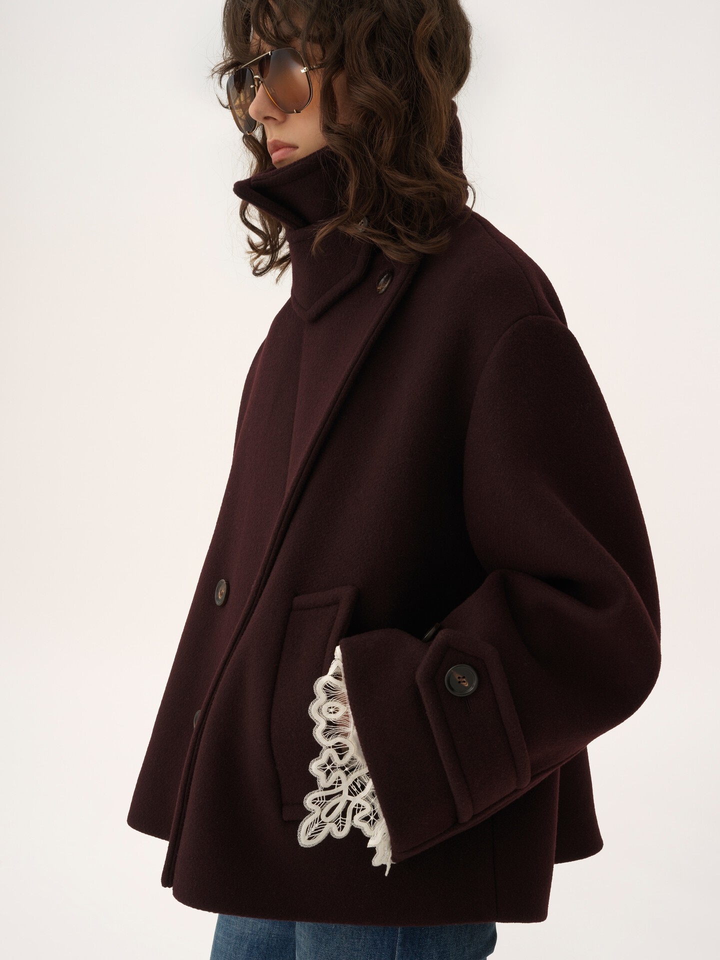 Oversized short coat in wool - 6