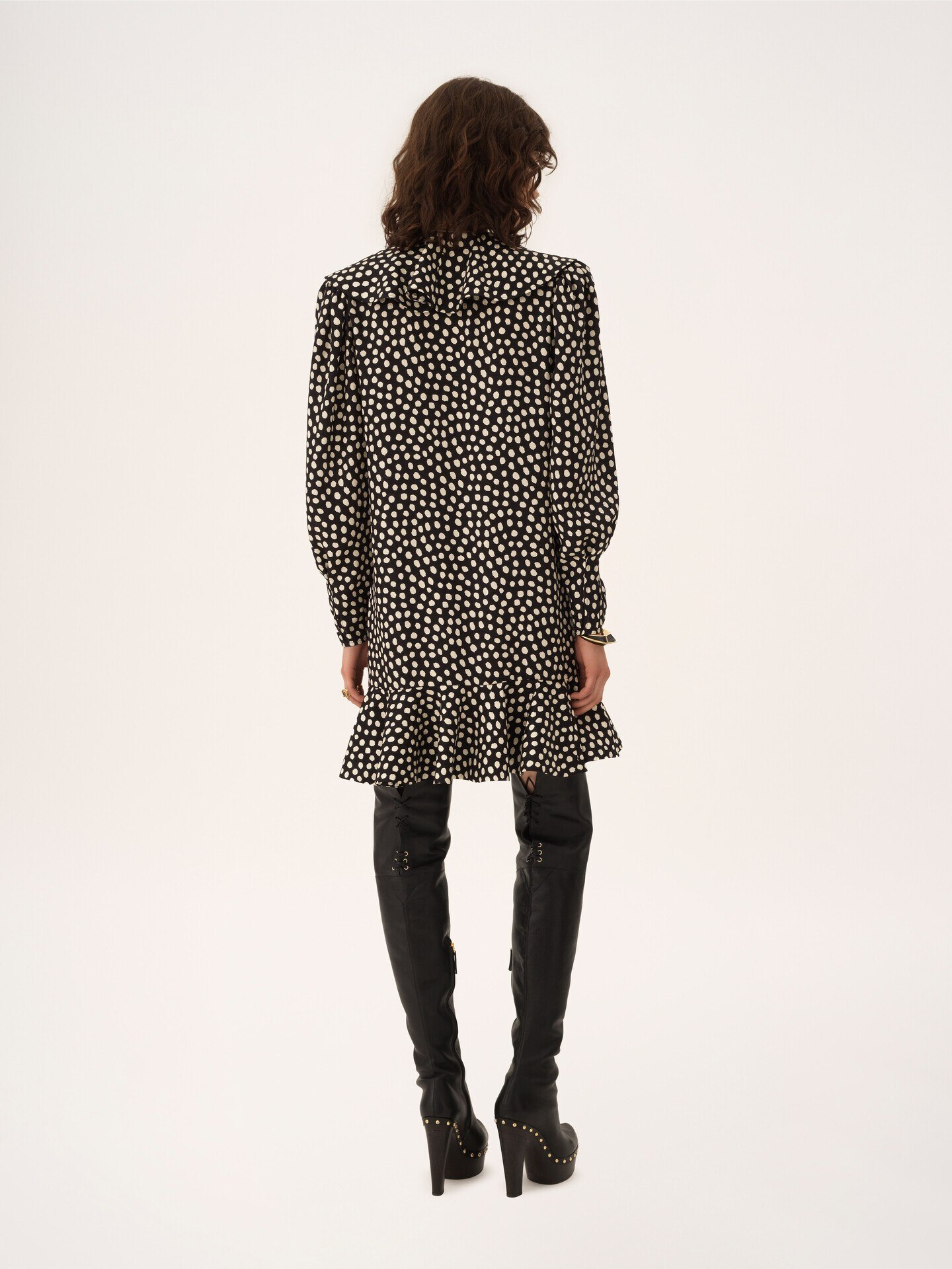 Minivestido de manga larga de jacquard de seda - 5
