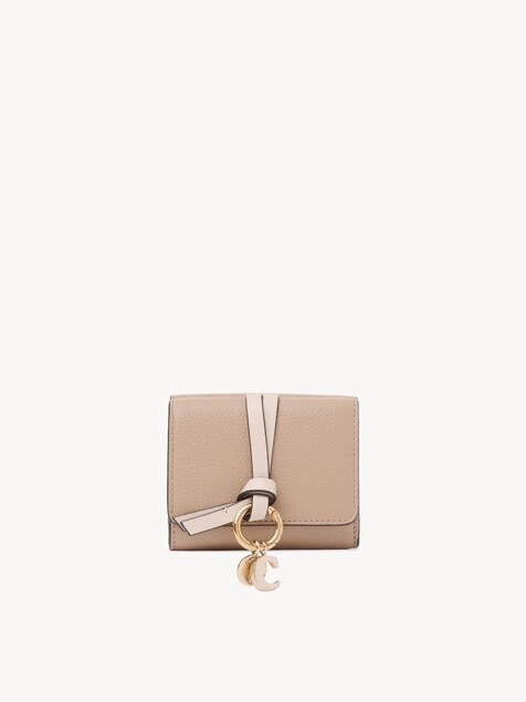 Mini Alphabet tri-fold in grained leather 