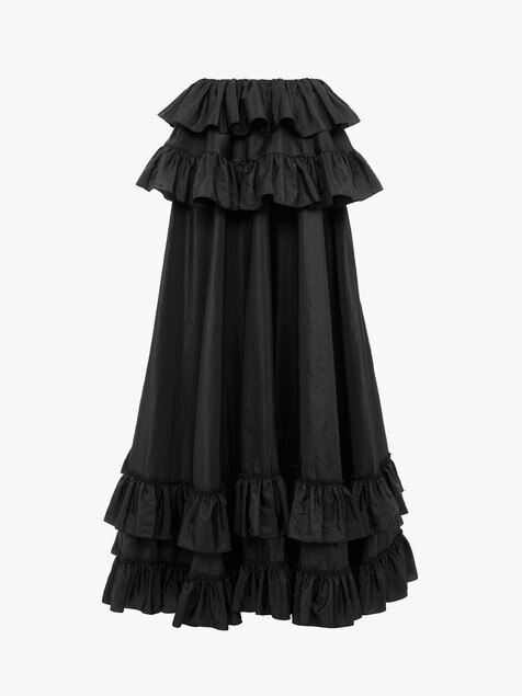 Tiered maxi skirt in washed silk taffeta