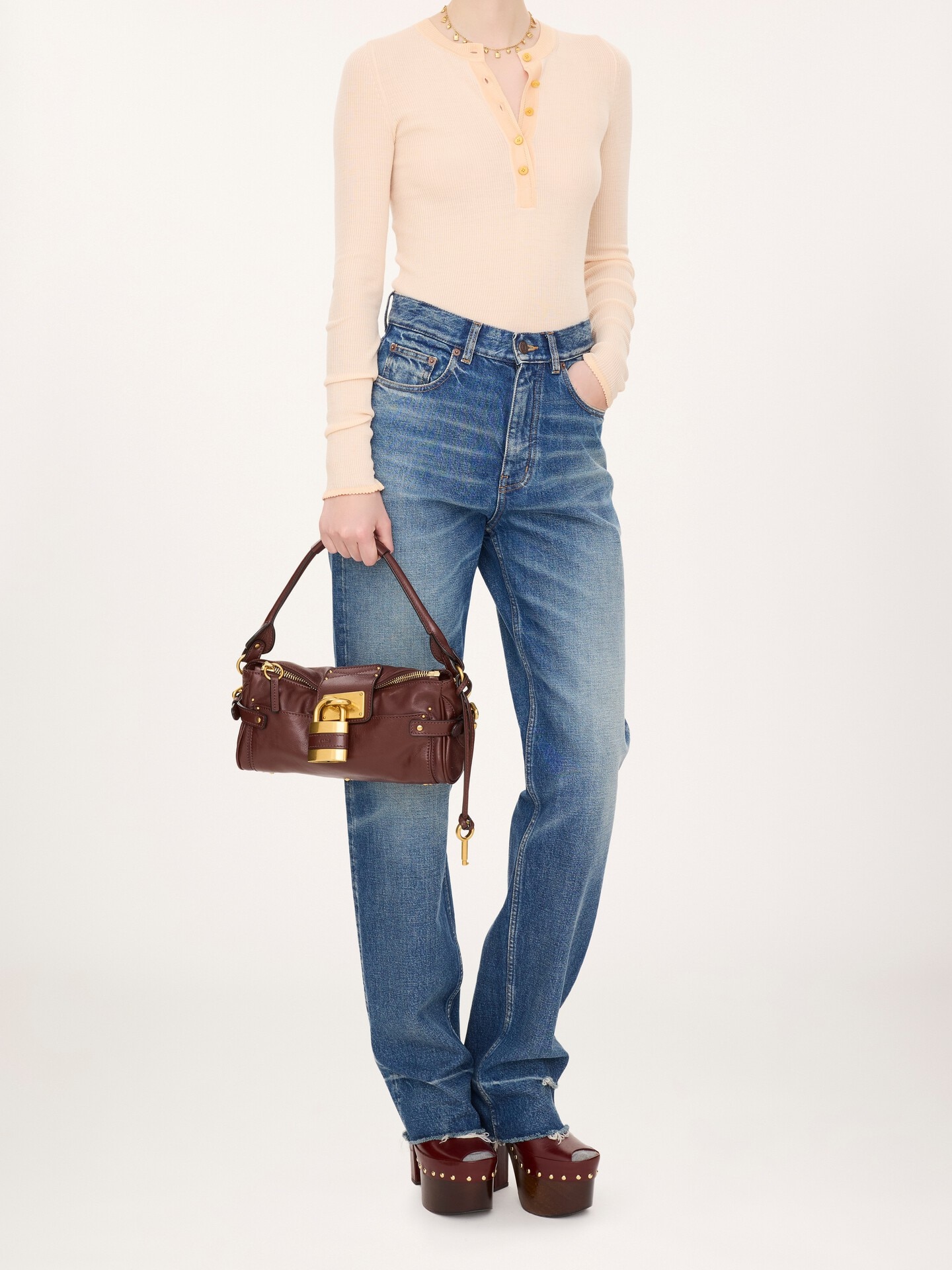 Small Paddington bag with strap in grained leather - 9