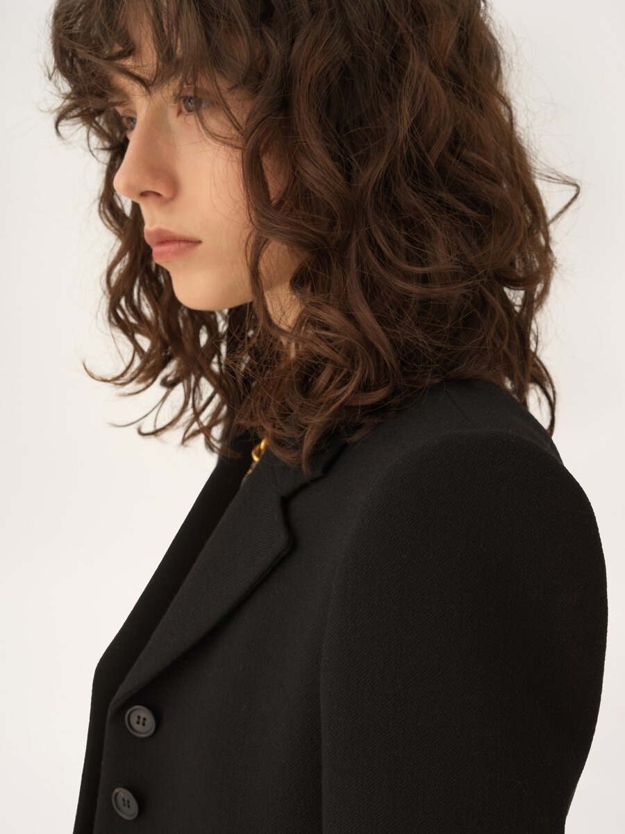 Cropped Spencer jacket in wool cr&ecirc;pe - 6