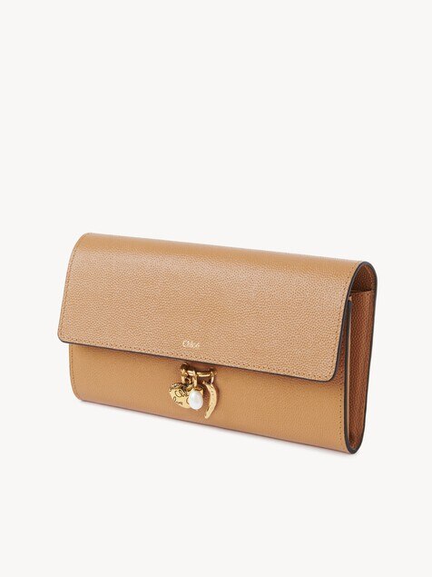 Chlo&eacute; Charms long wallet with flap in grained leather