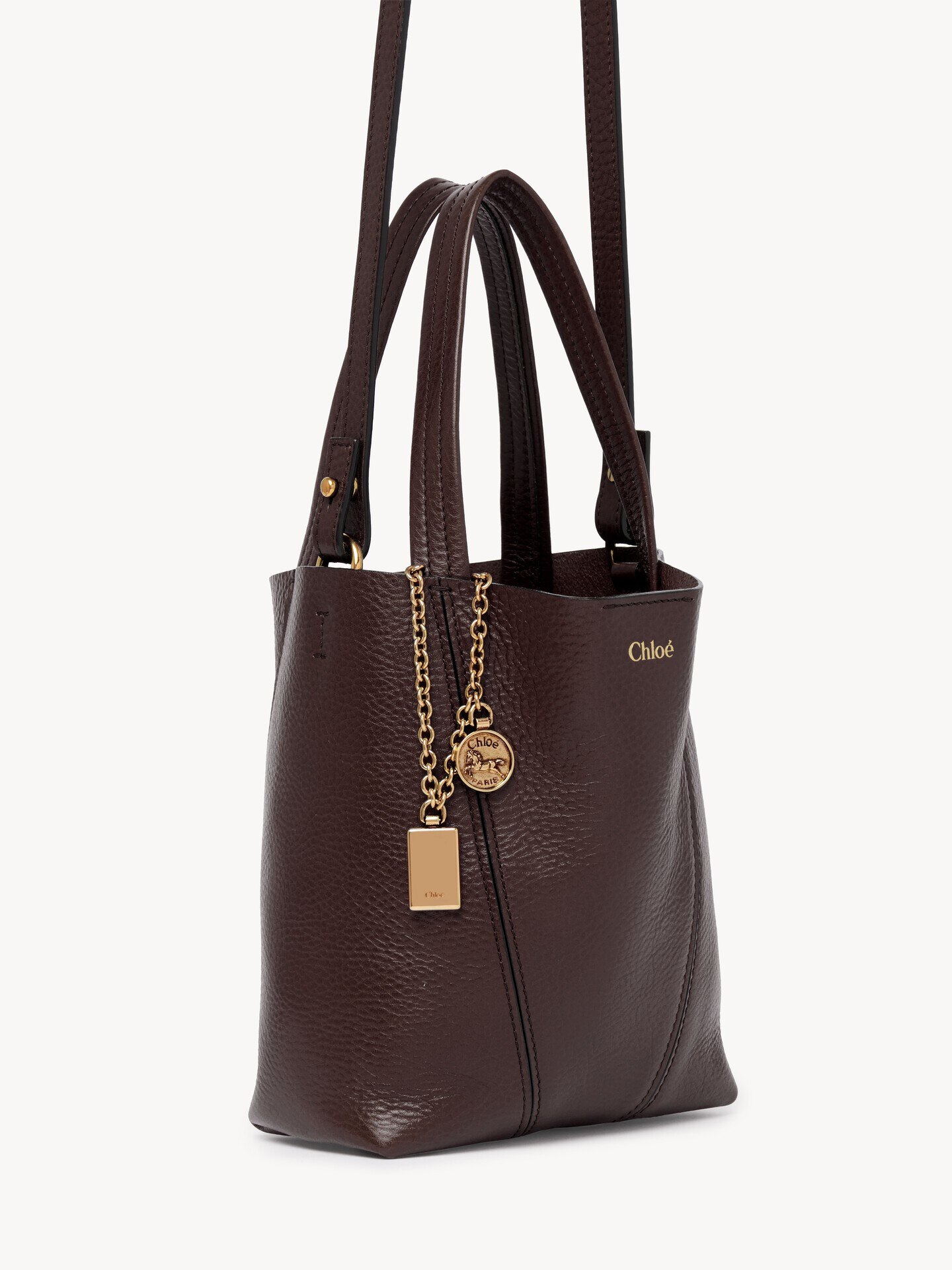 Small Chloé Spin tote bag in grained leather - 4