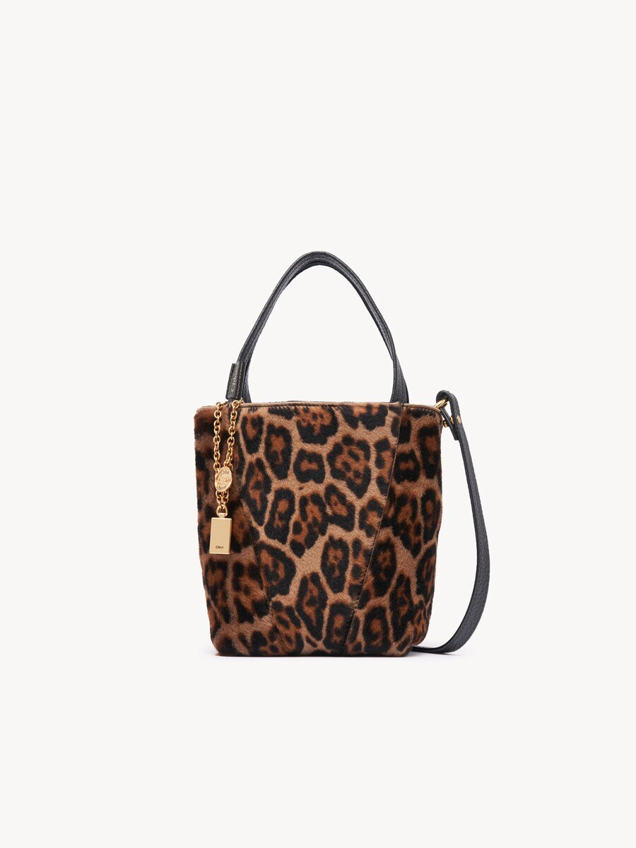 Small Chlo&eacute; Spin tote bag in leopard-print shearling - 1