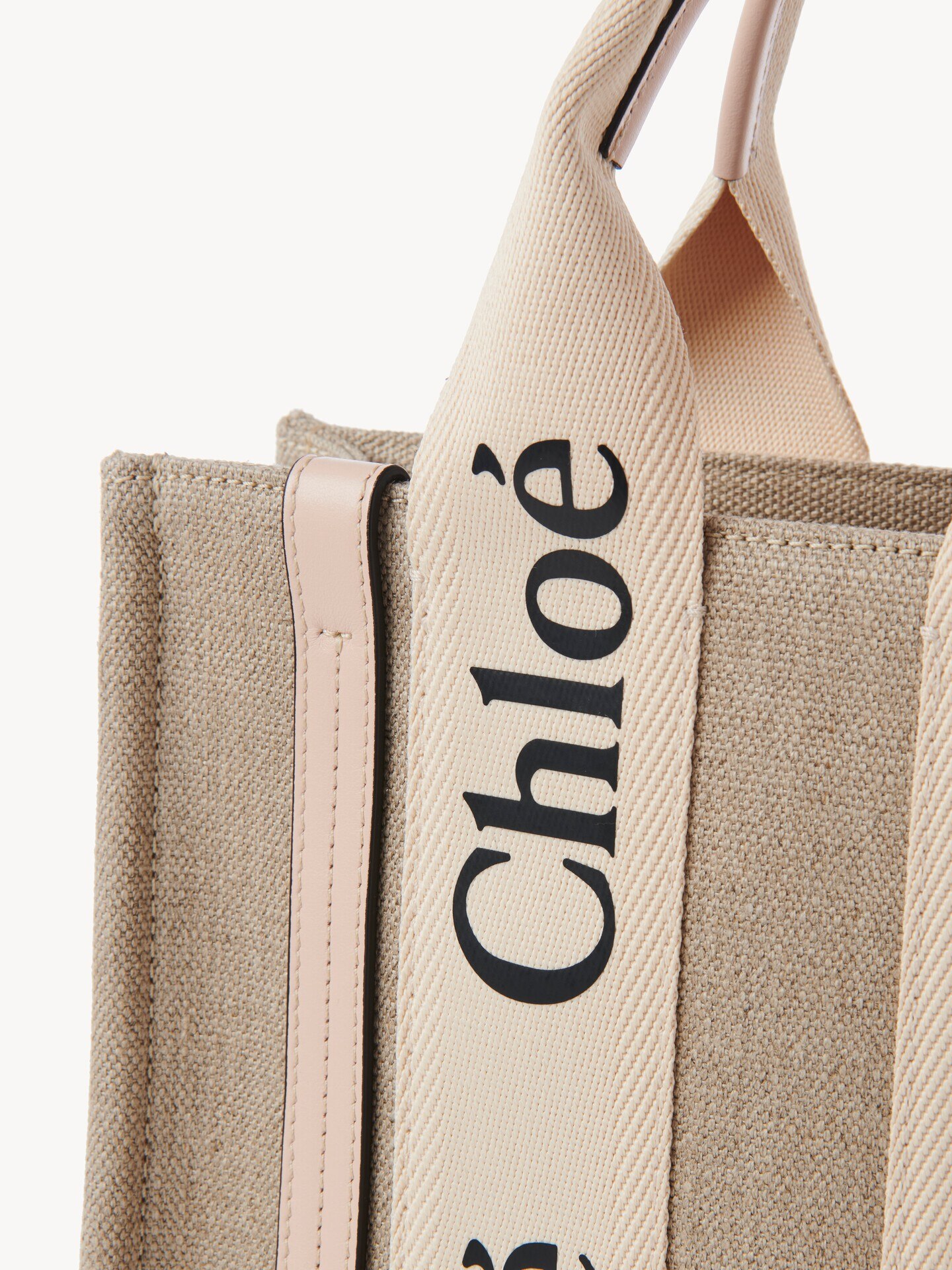 Small Woody tote bag in linen - 7