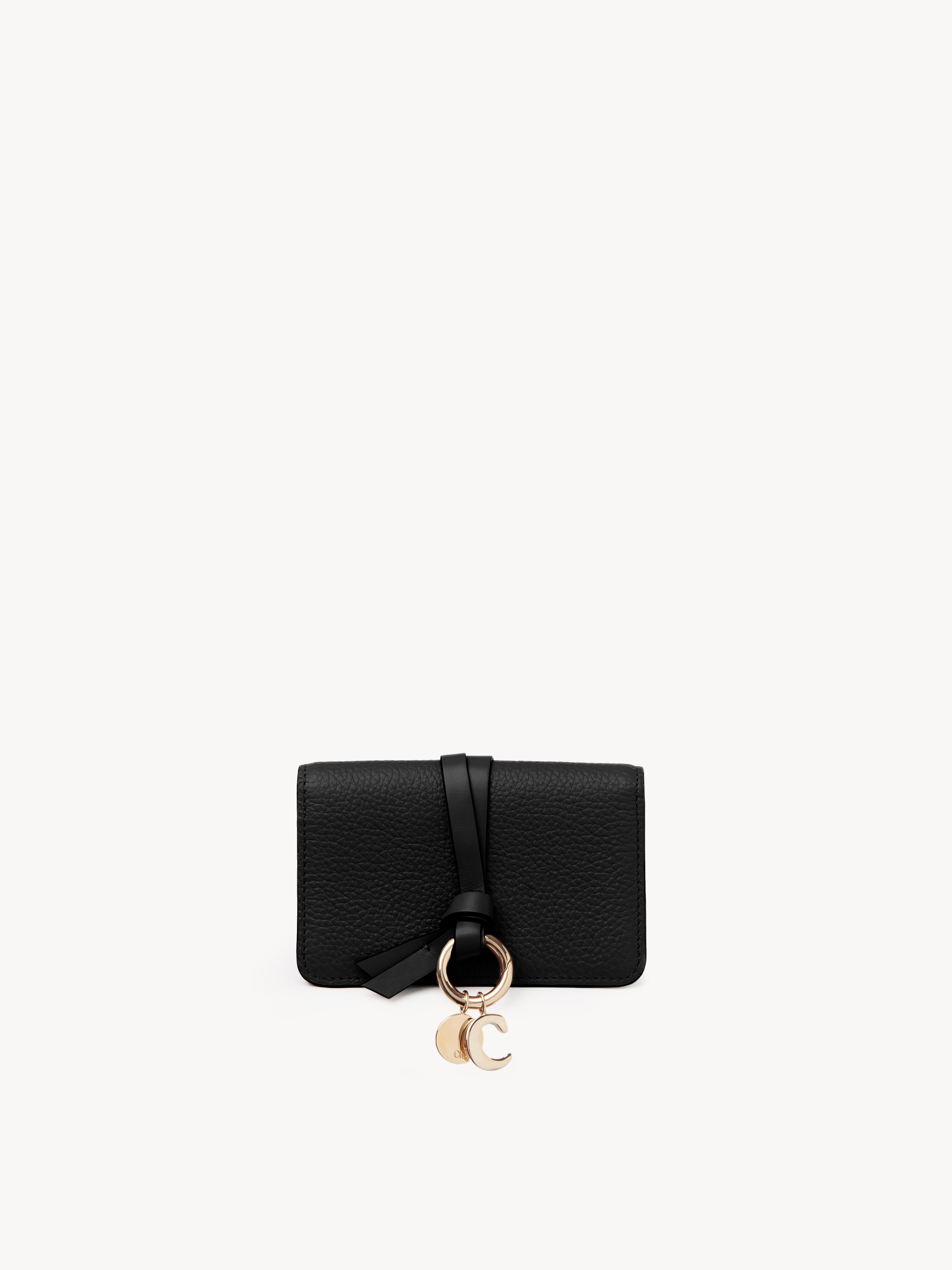 Alphabet wallet with flap in grained leather - NaN
