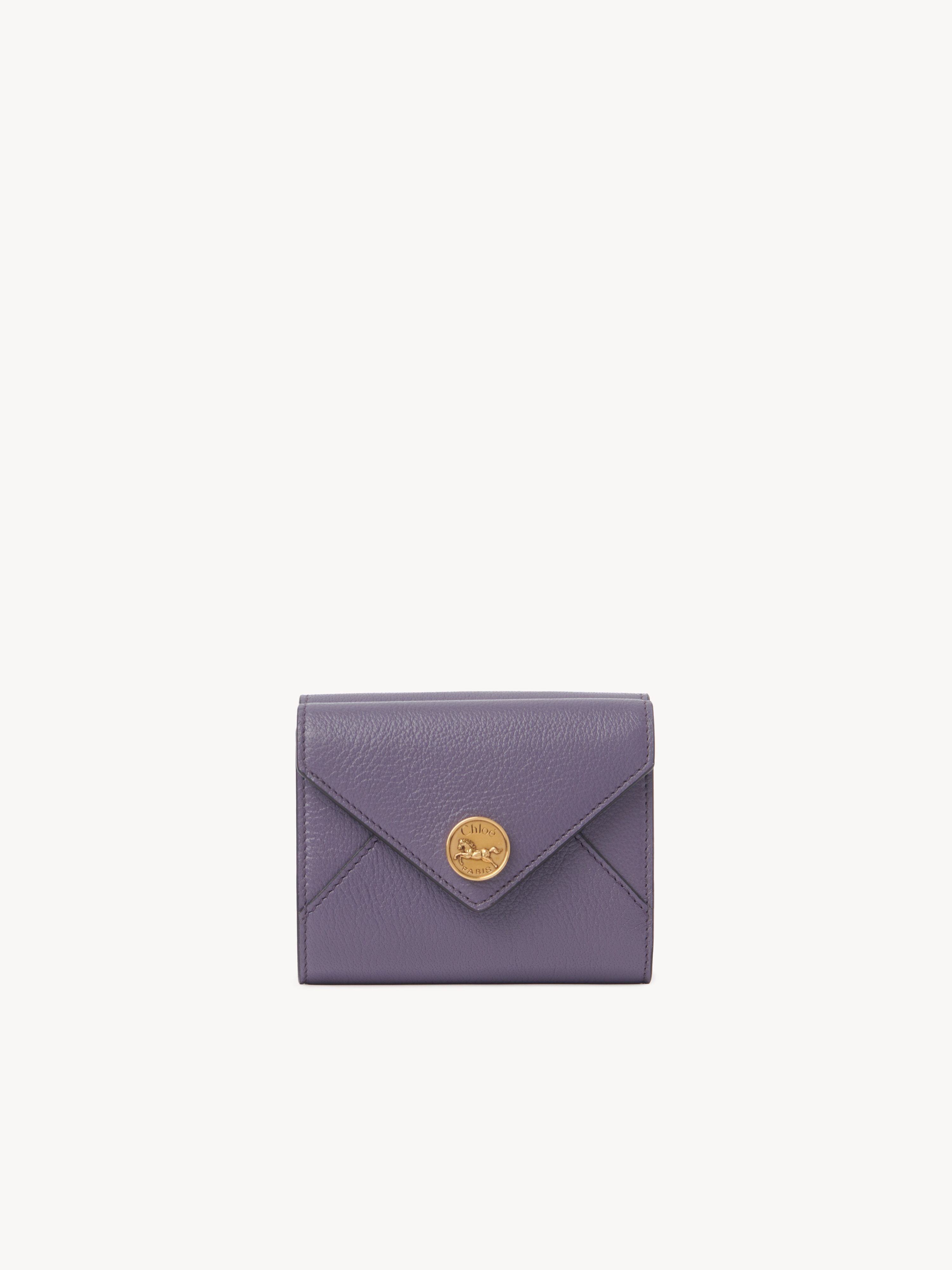 Small Envelope purse with card slots in grained leather - NaN