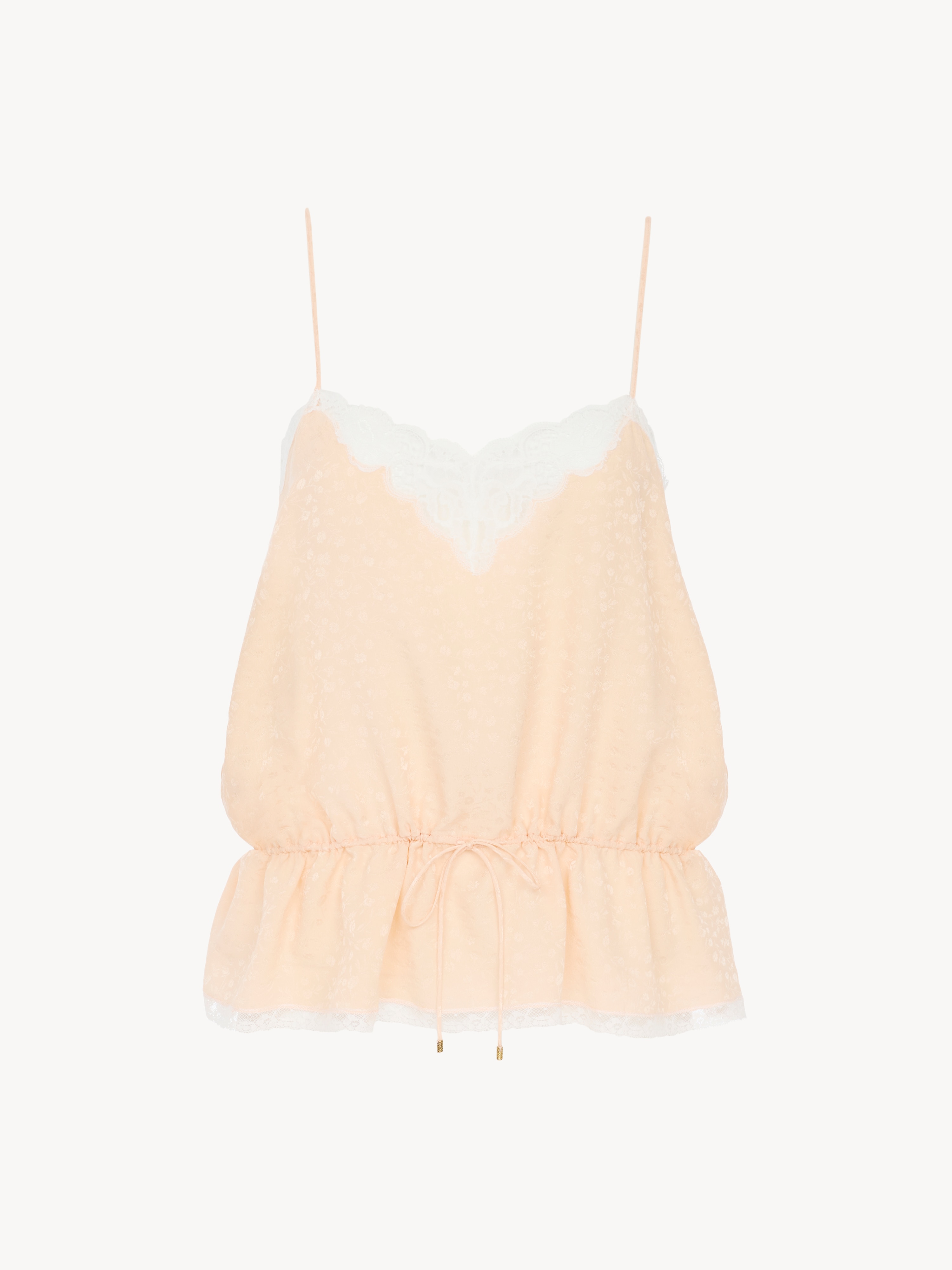 Cropped collarless jacket in linen cr&ecirc;pe - NaN