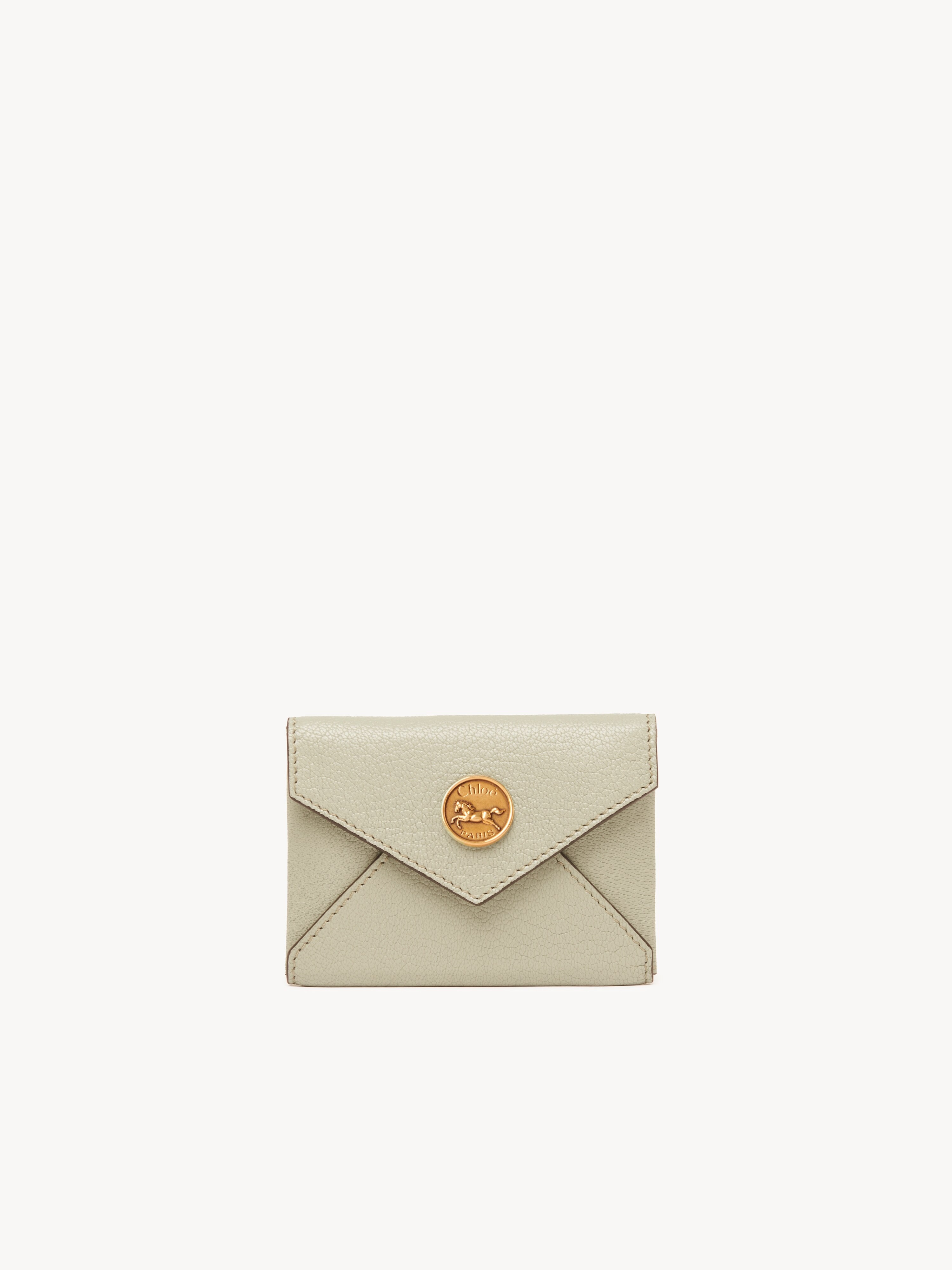 Envelope long wallet with flap in grained leather - NaN