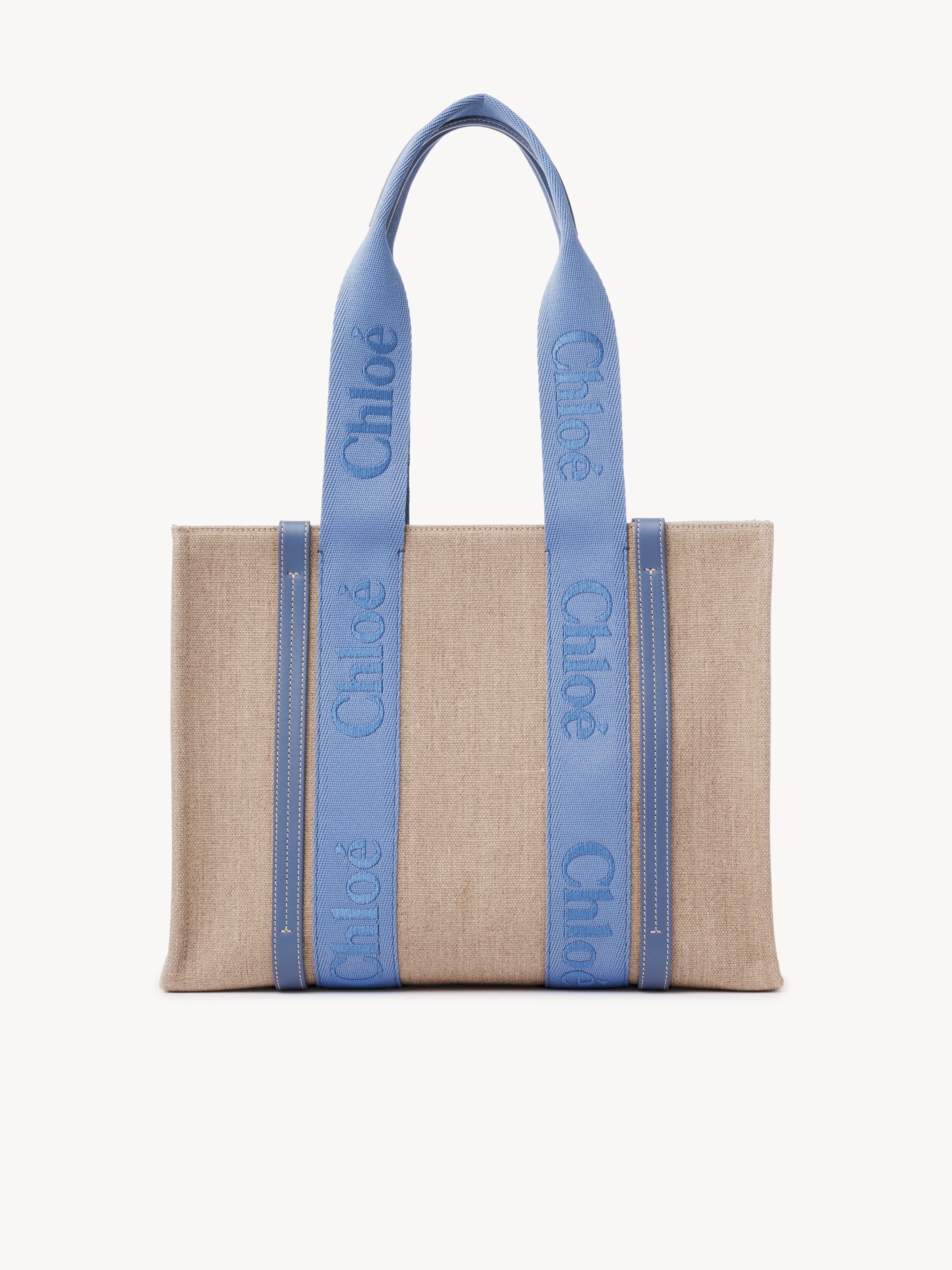 Small Woody tote bag in linen - NaN