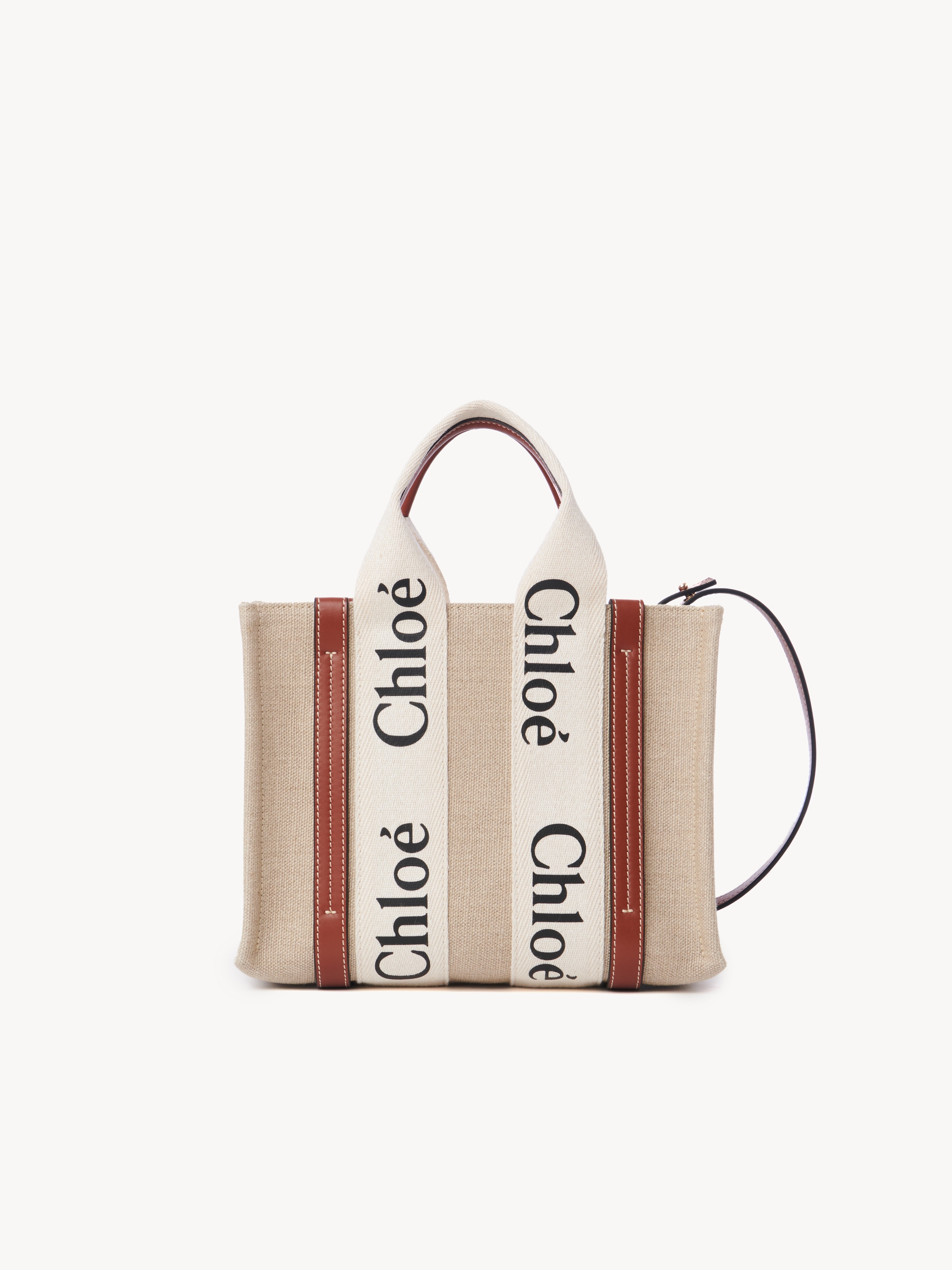 Mini Woody tote bag in linen - NaN