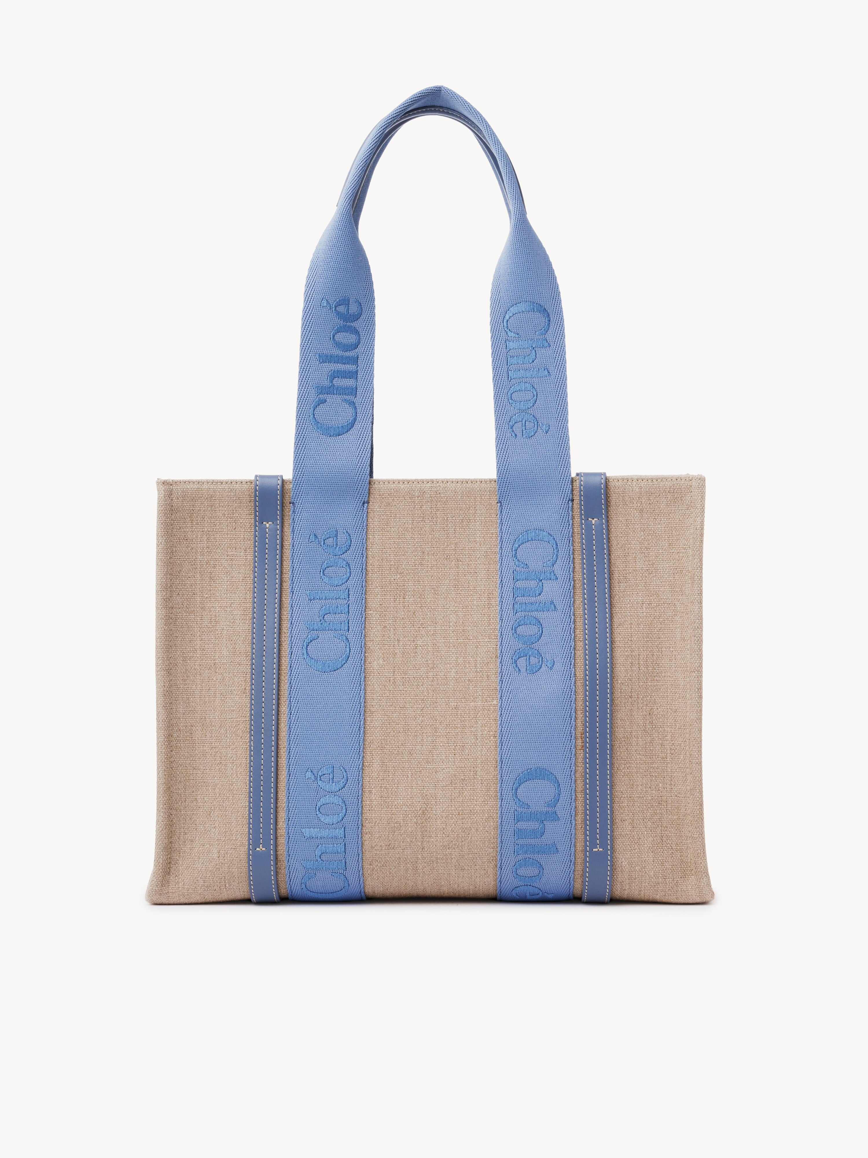 Small Woody tote bag in linen - NaN