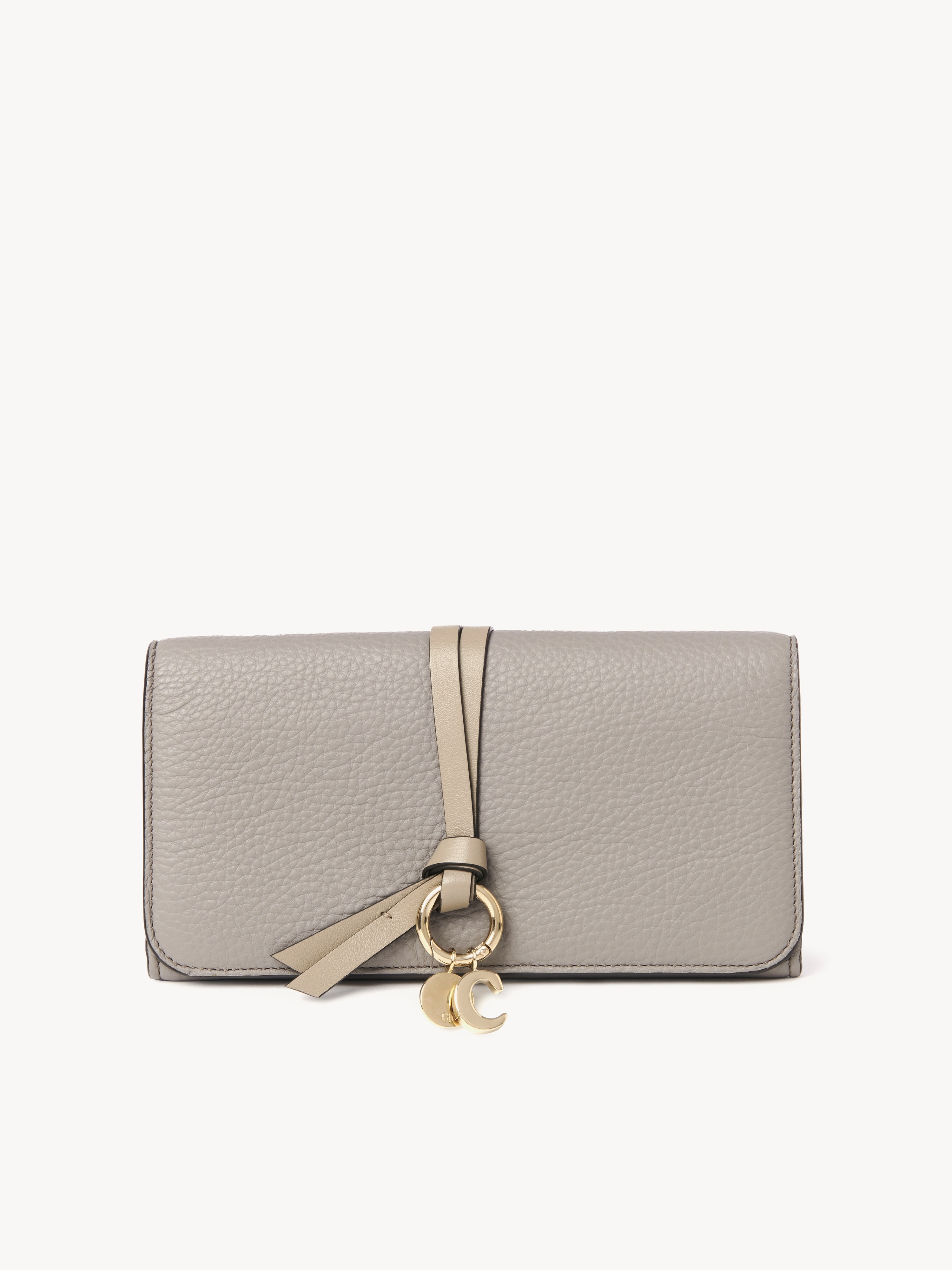 Alphabet zipped long wallet in grained leather - NaN