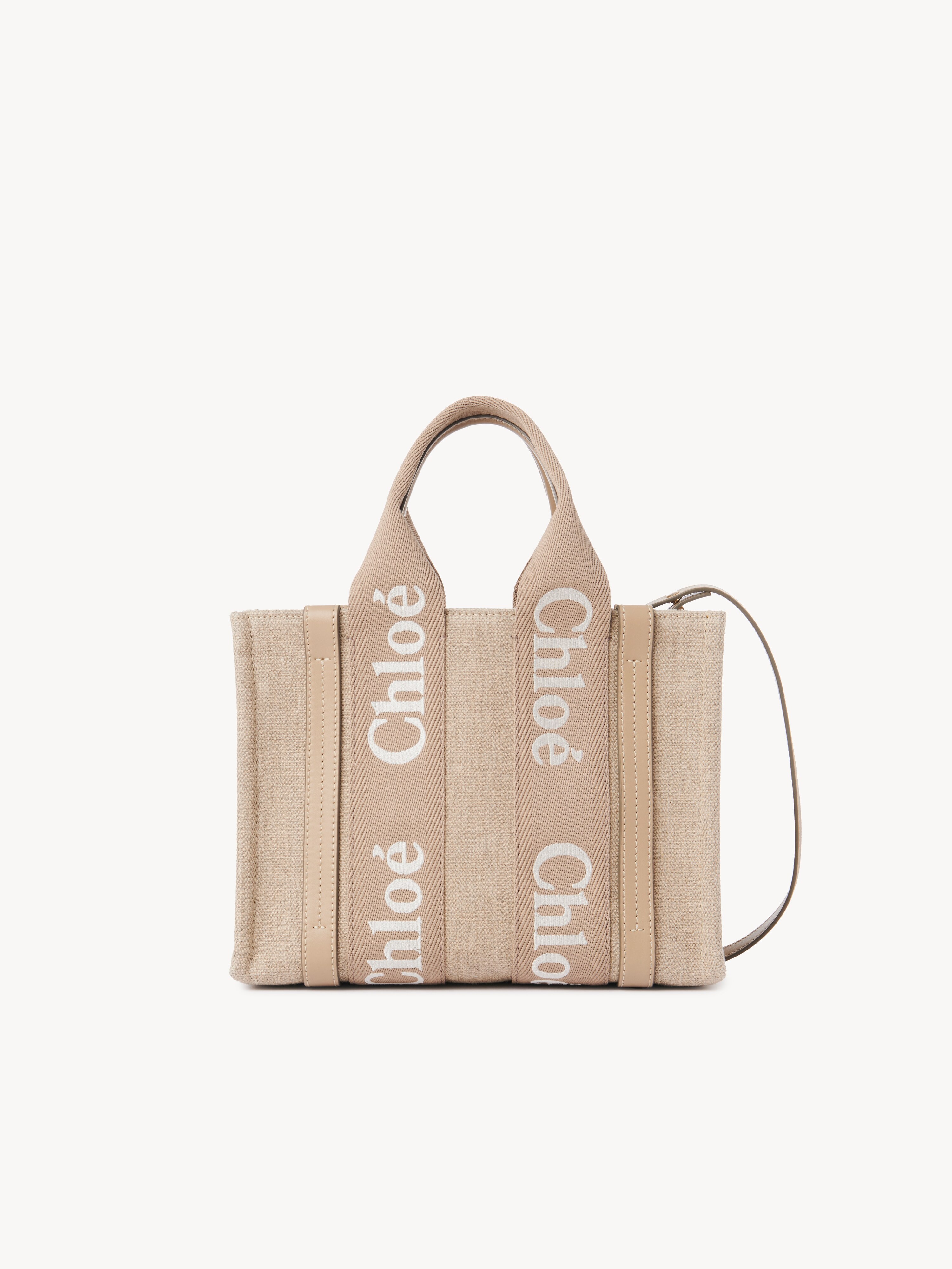 Woody tote bag in linen & leather - NaN
