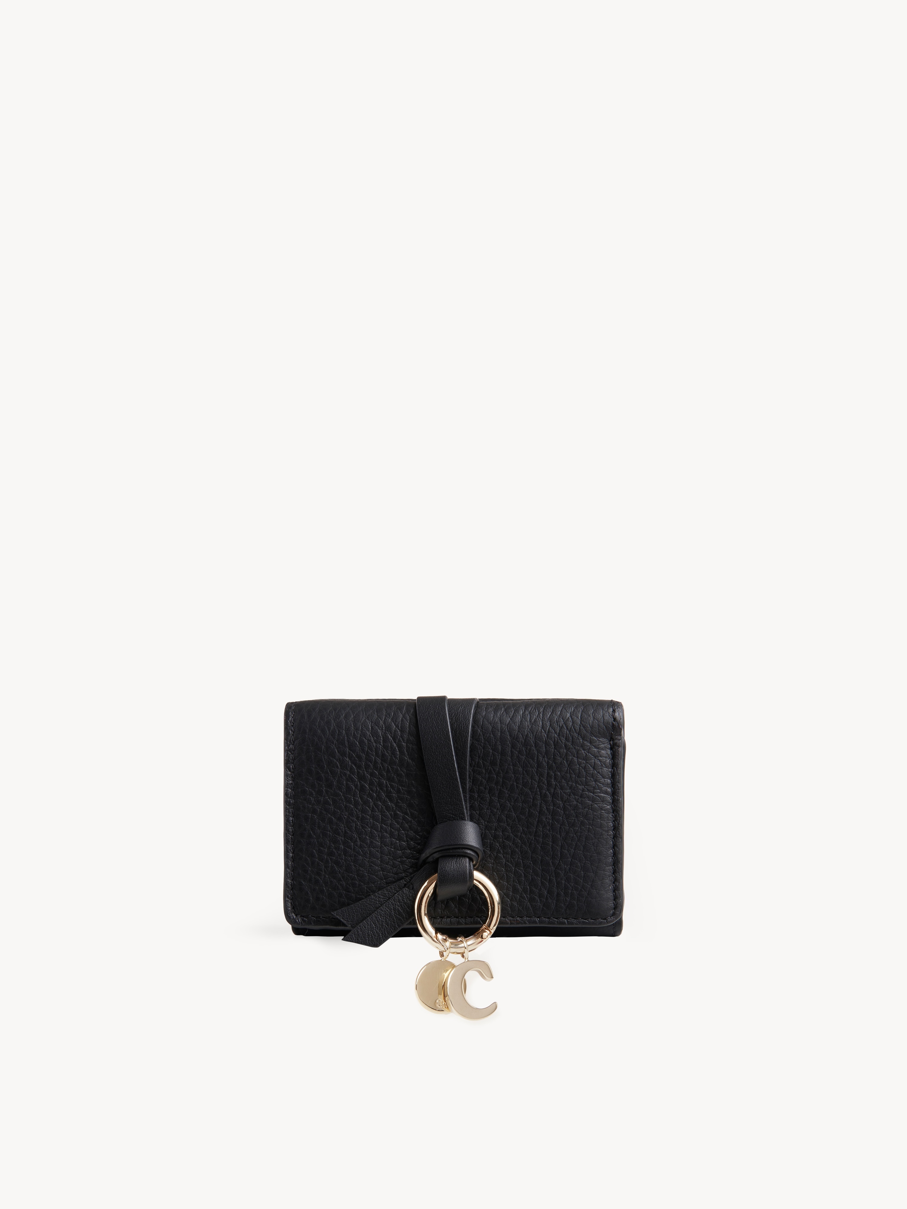 Alphabet wallet with flap in grained leather - NaN