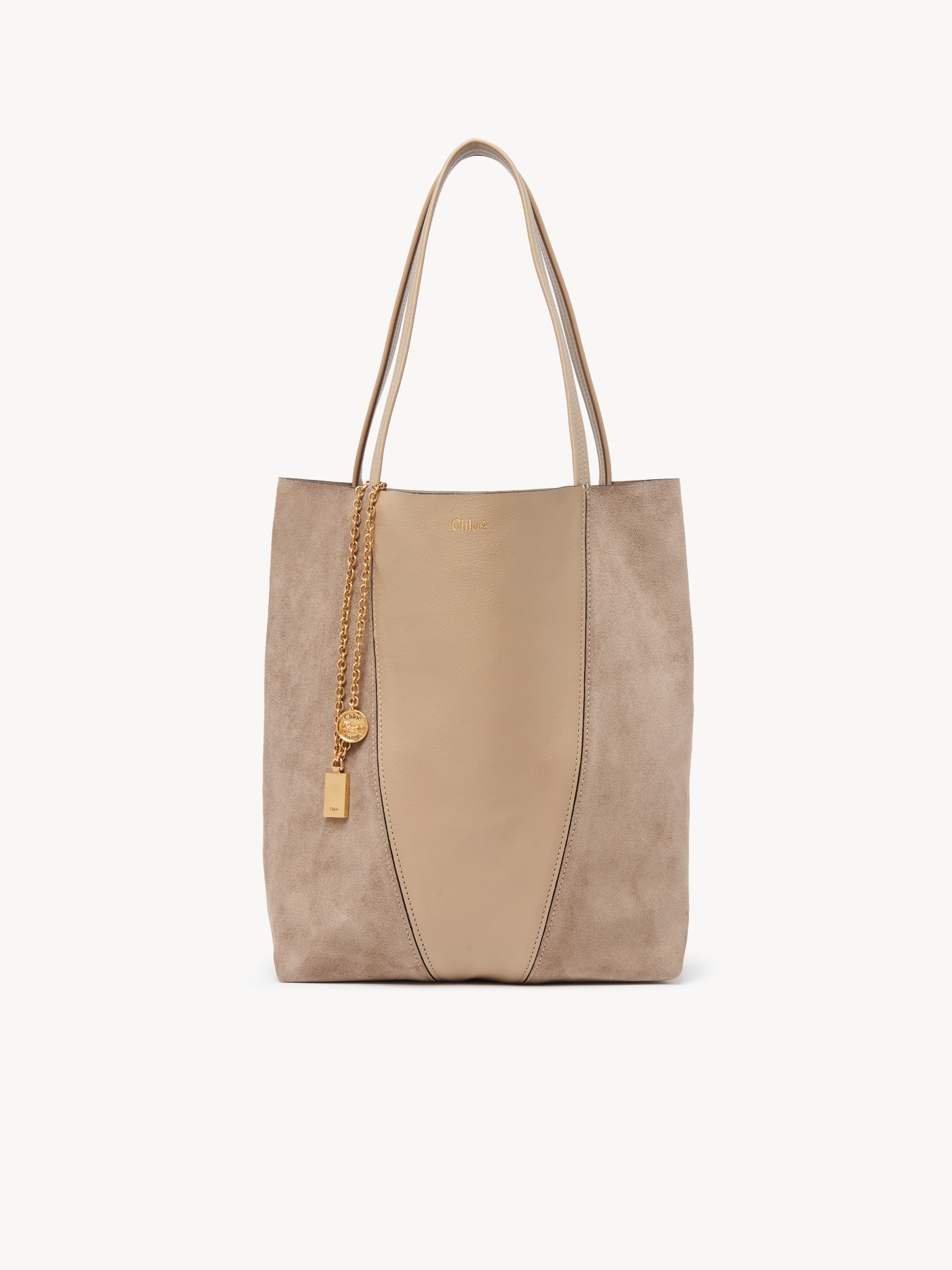 Small Chlo&eacute; Spin tote bag in grained and suede leather - NaN