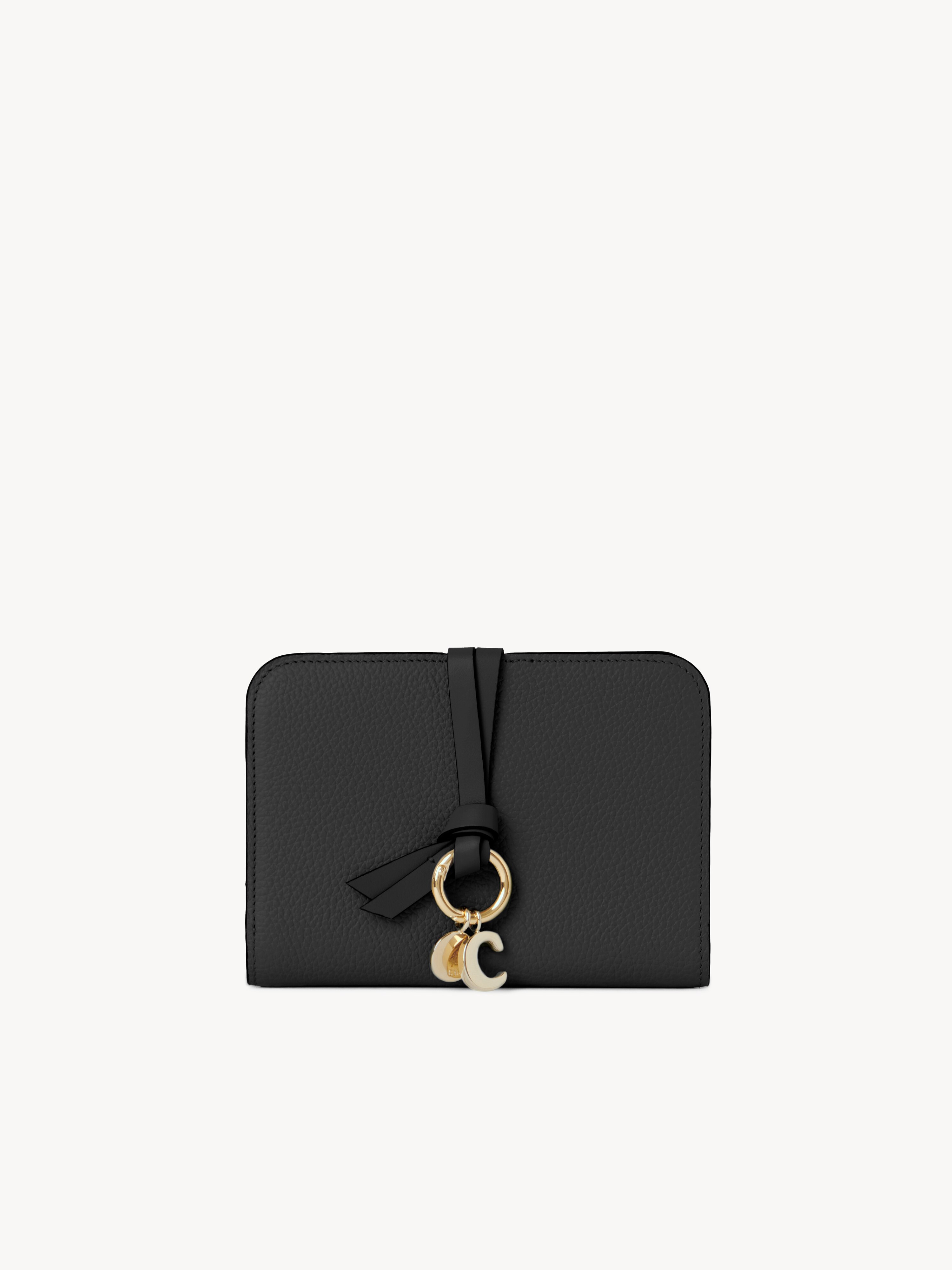 Alphabet zipped long wallet in grained leather - NaN