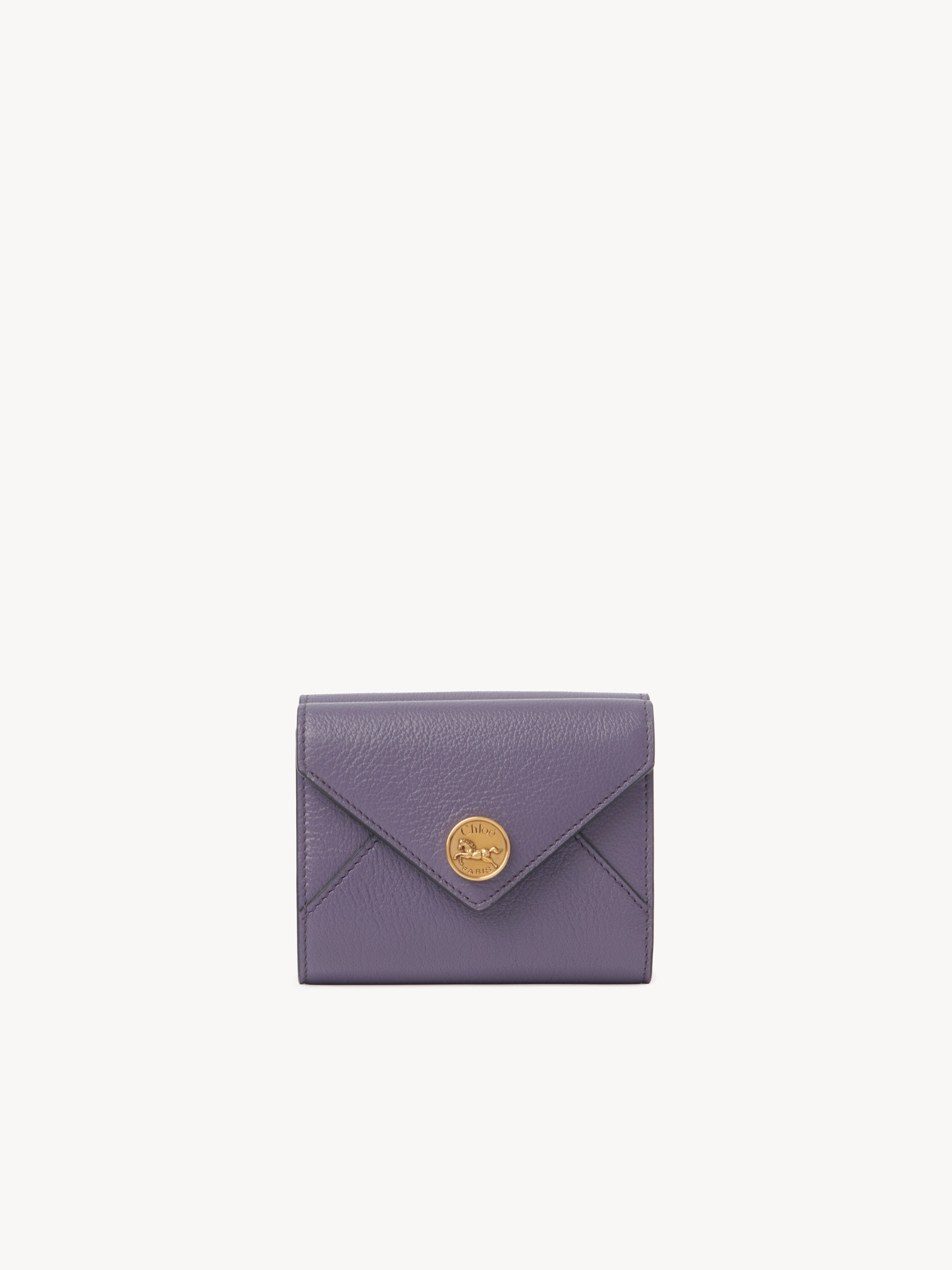 Small Envelope purse with card slots in grained leather - NaN