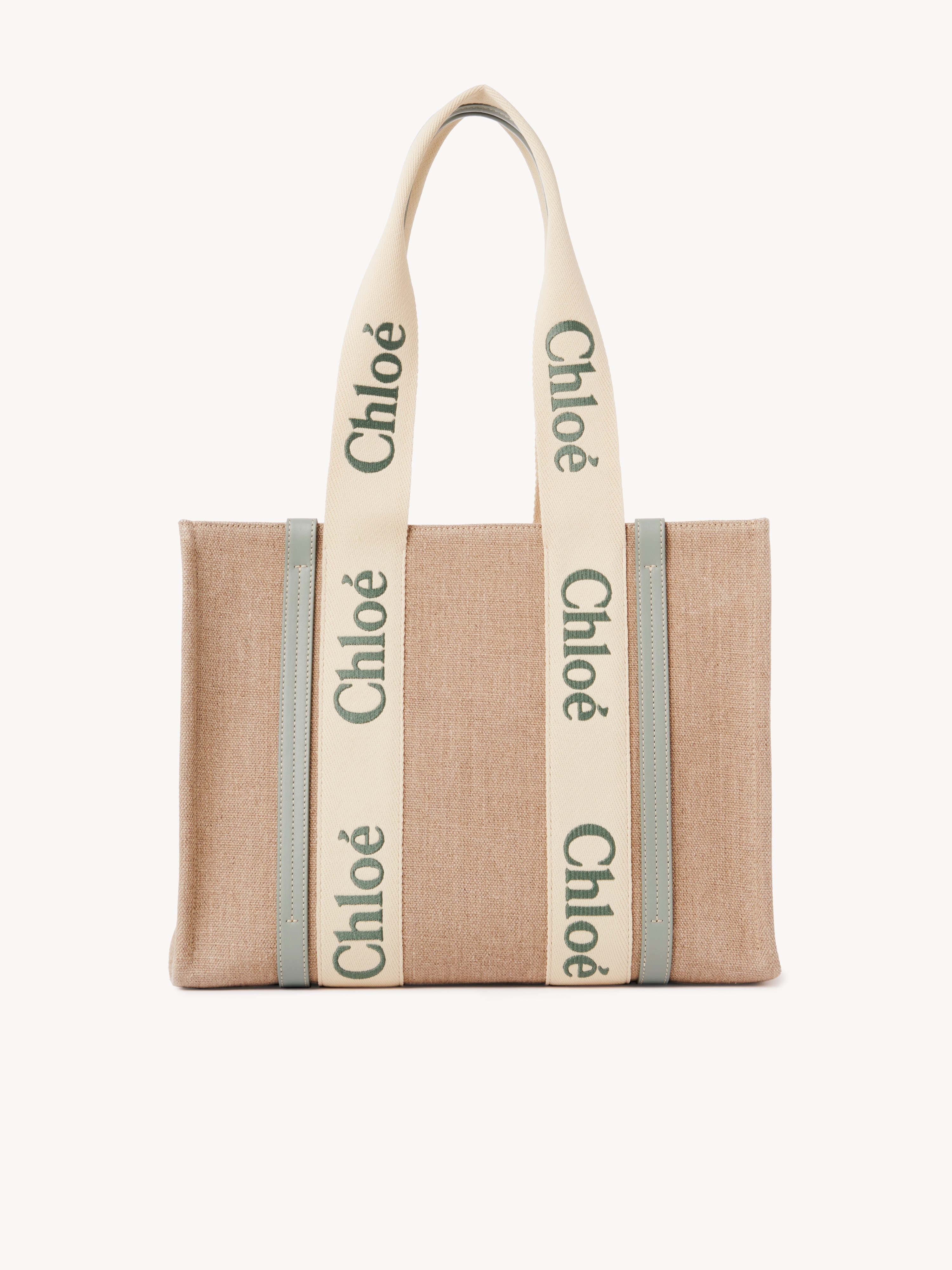 Small Woody tote bag in linen - NaN