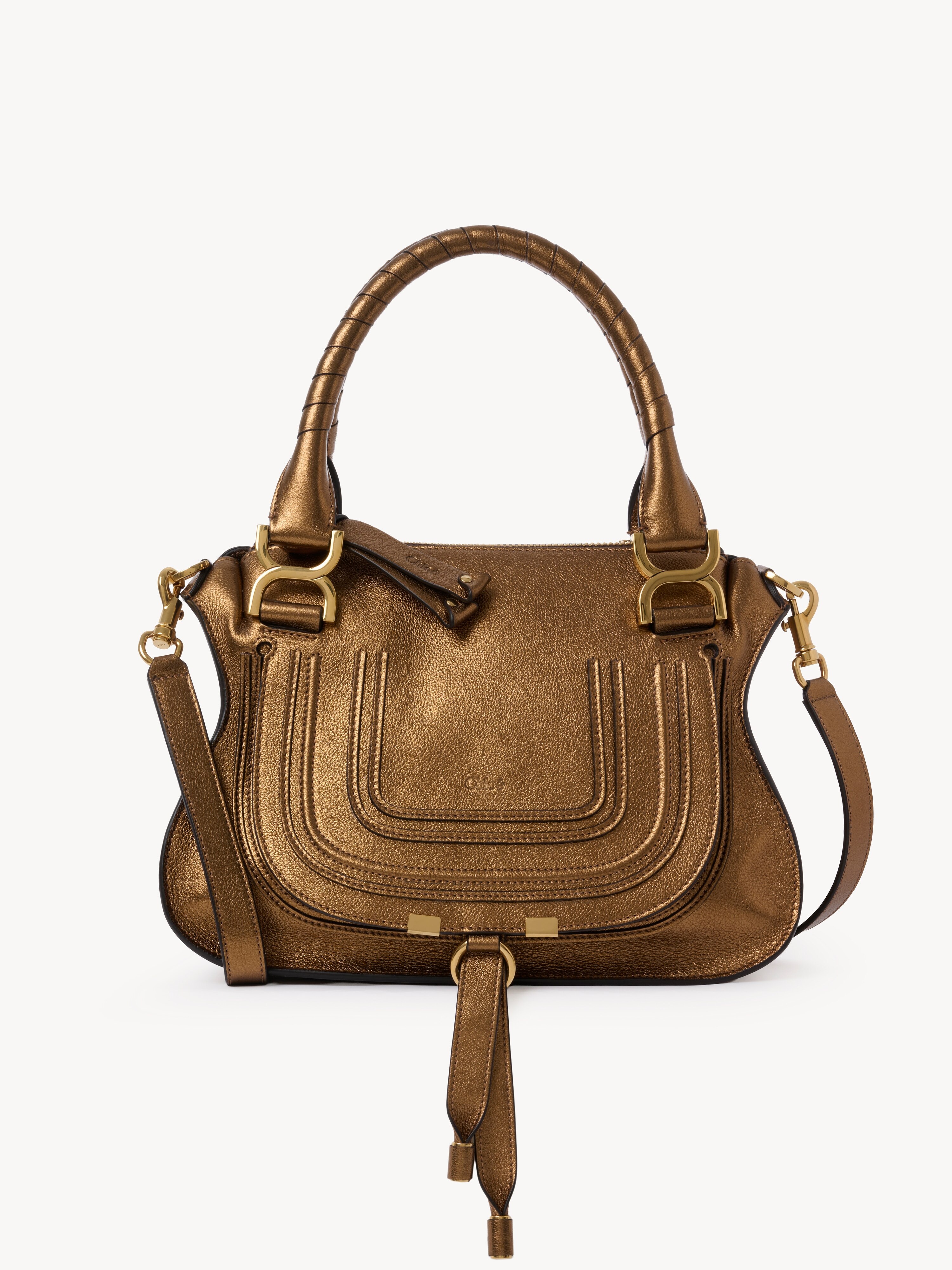 Small Marcie saddle bag in metallic leather - NaN