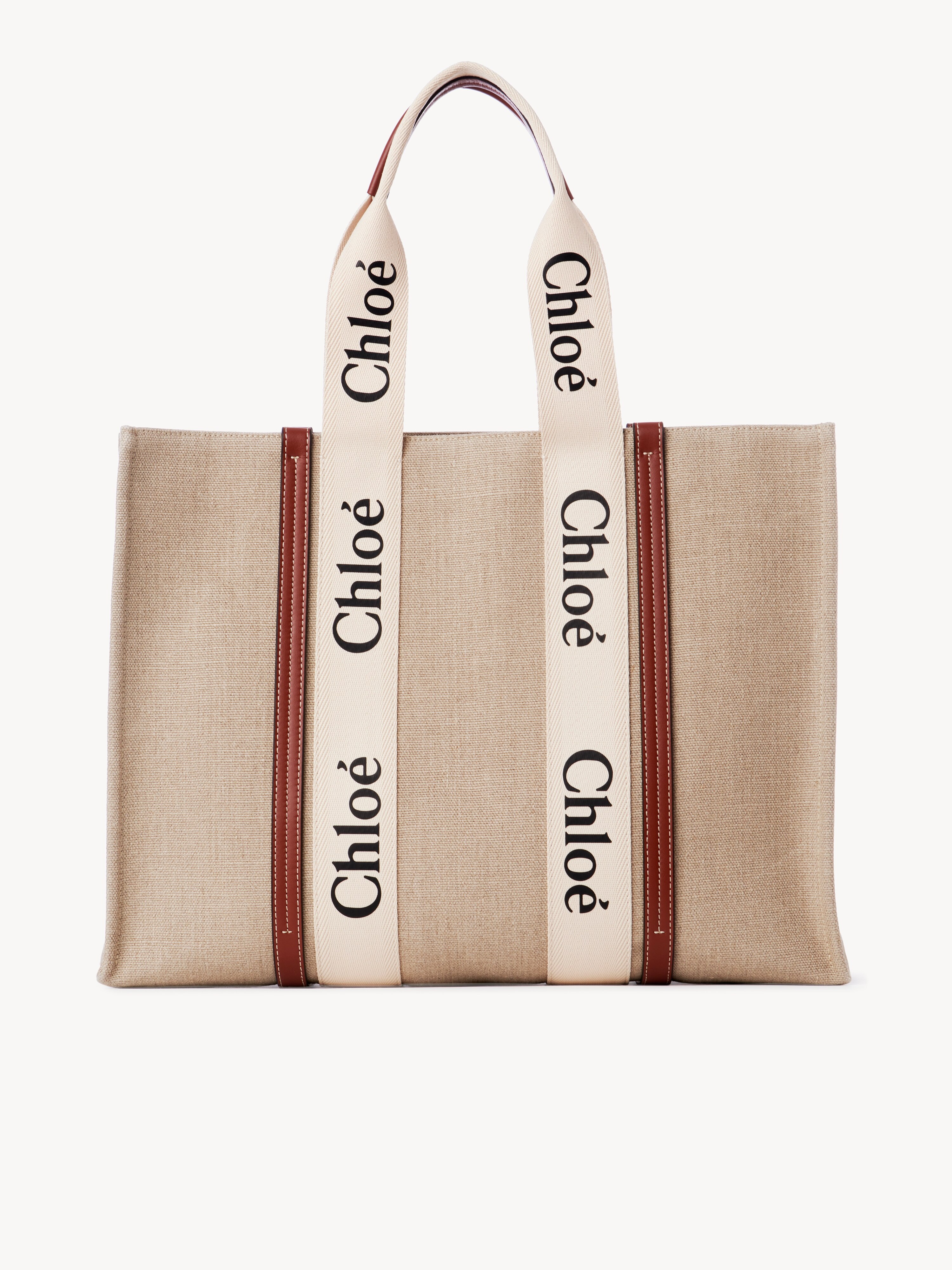 Small Woody tote bag in linen - NaN